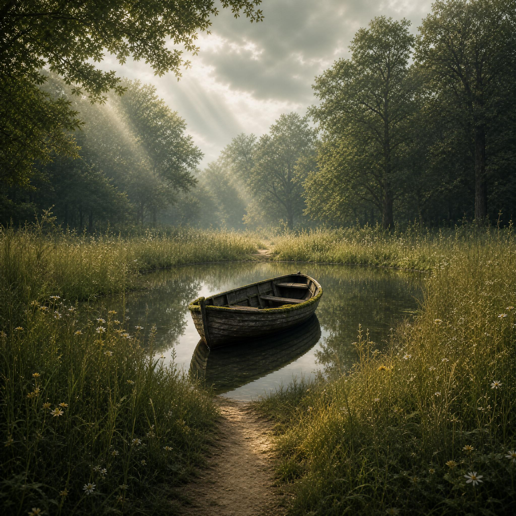 Sunlit Wooden Boat