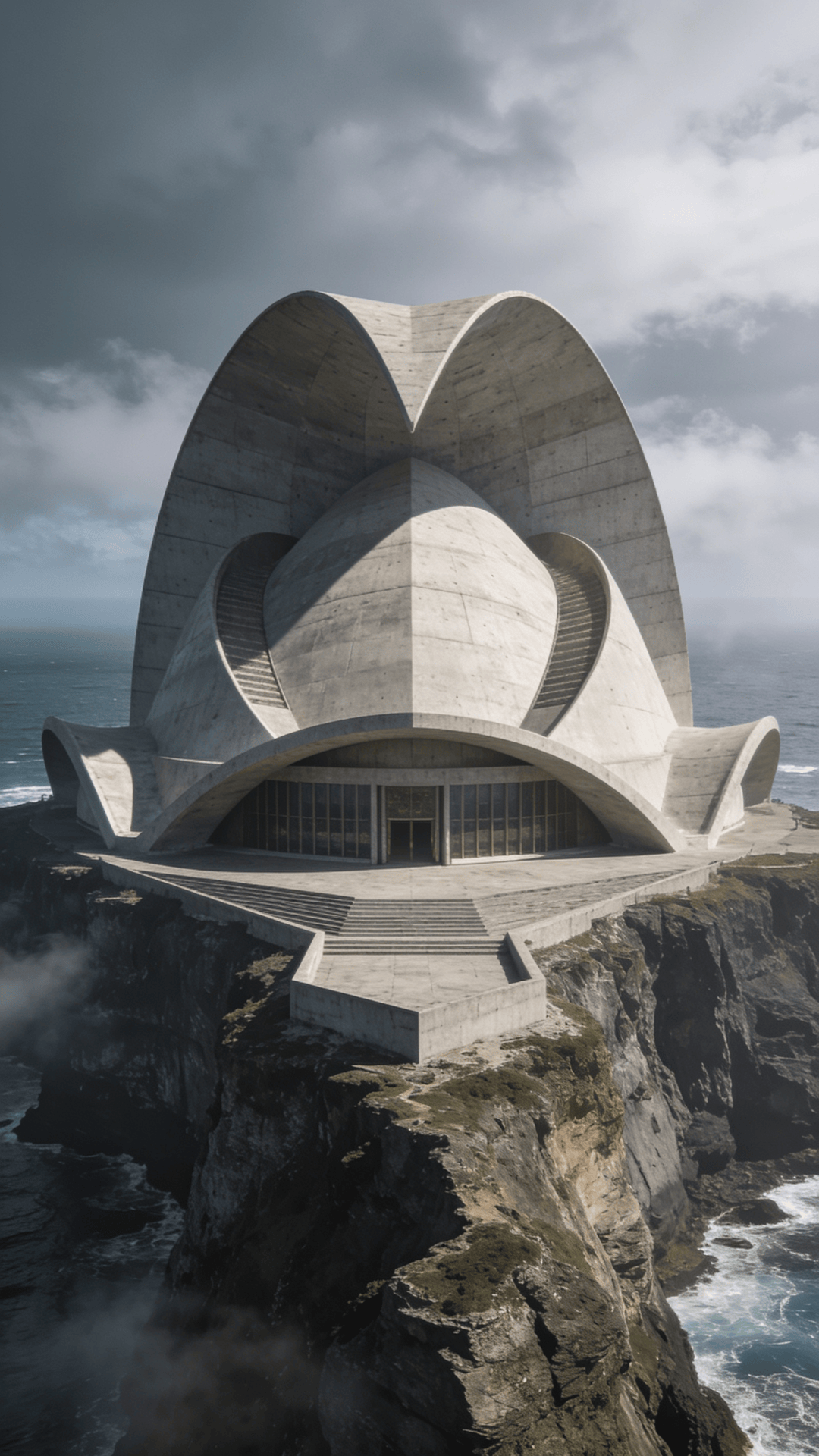 Museum with Curved Concrete — Coastal Cliff