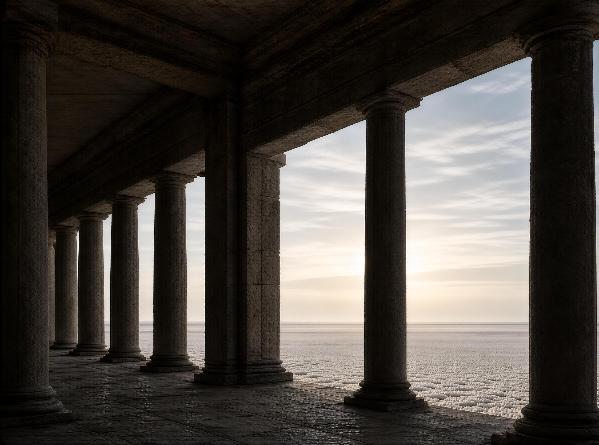 Classical Columns by the Sea