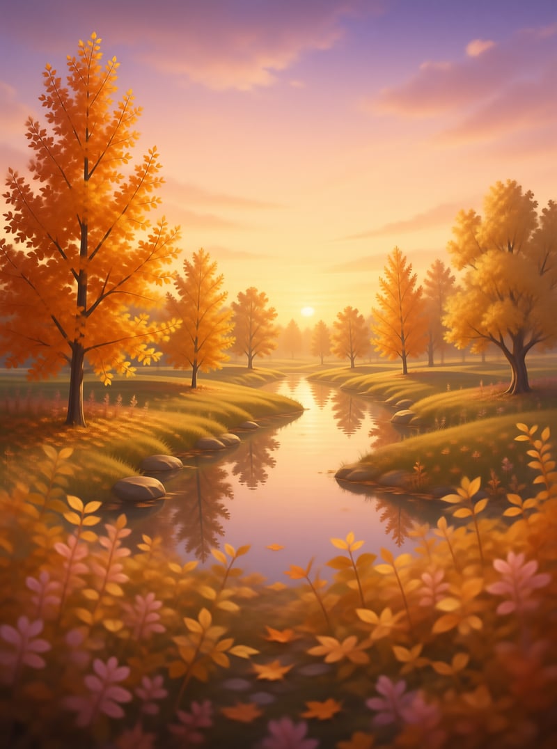 Golden Autumn River Sunset