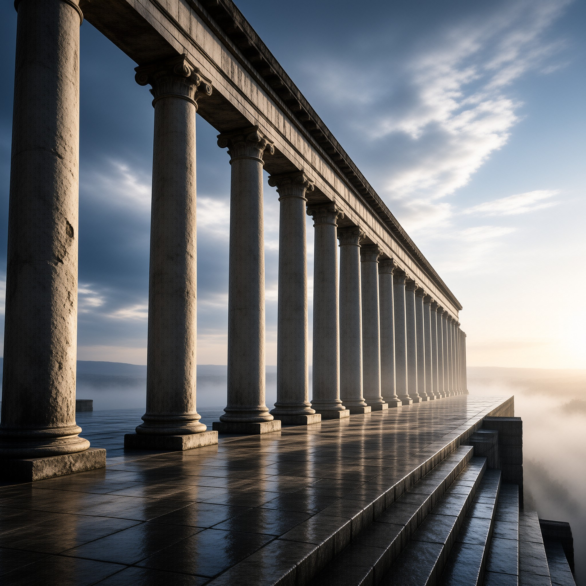 Sunlit Classical Colonnade