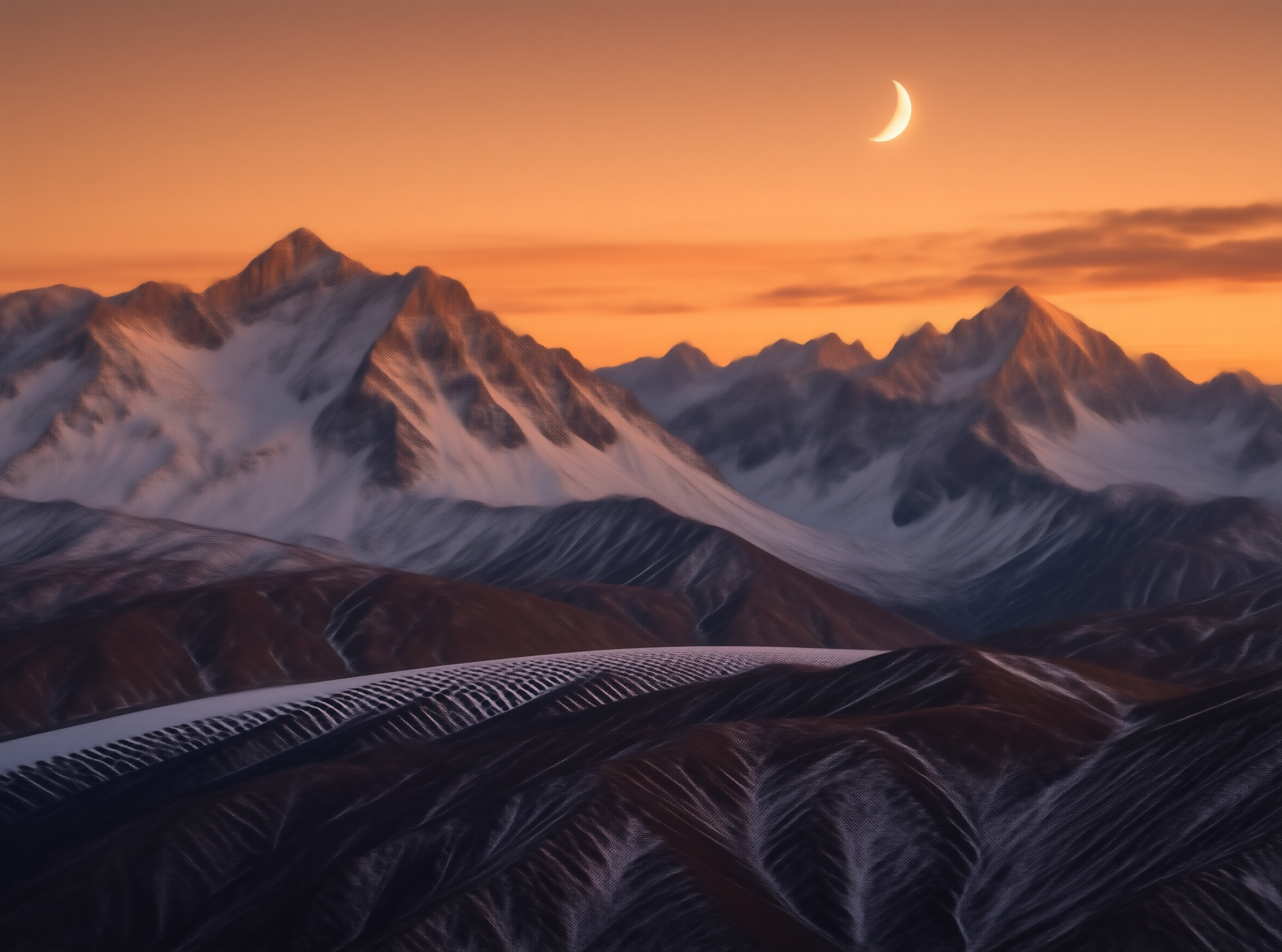 Mountain Landscape with Moon