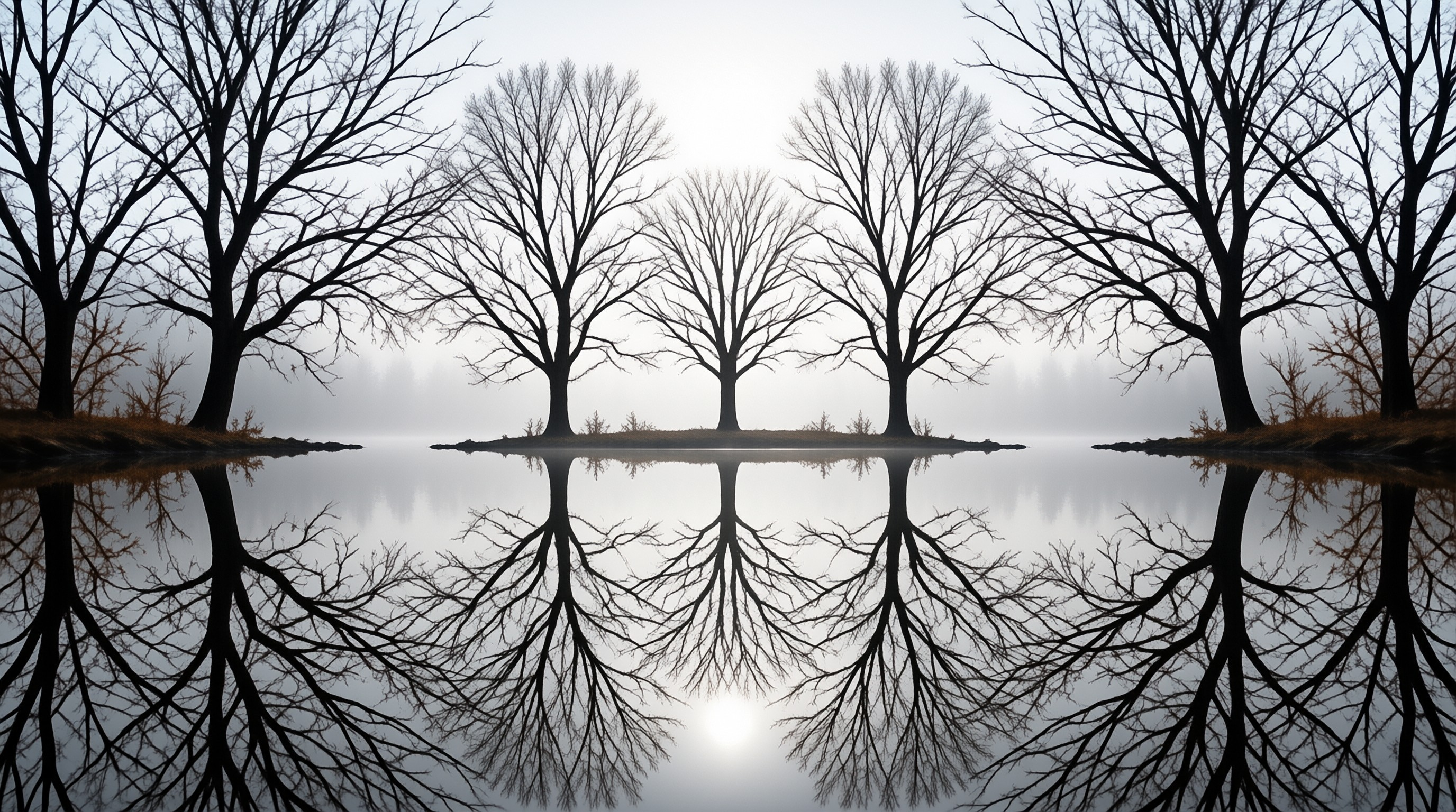 Misty Tree Reflections