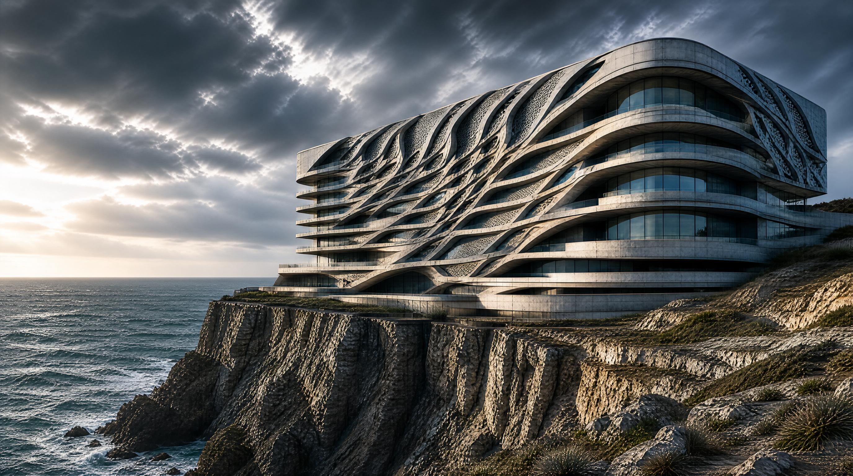 Futuristic Cliffside Building
