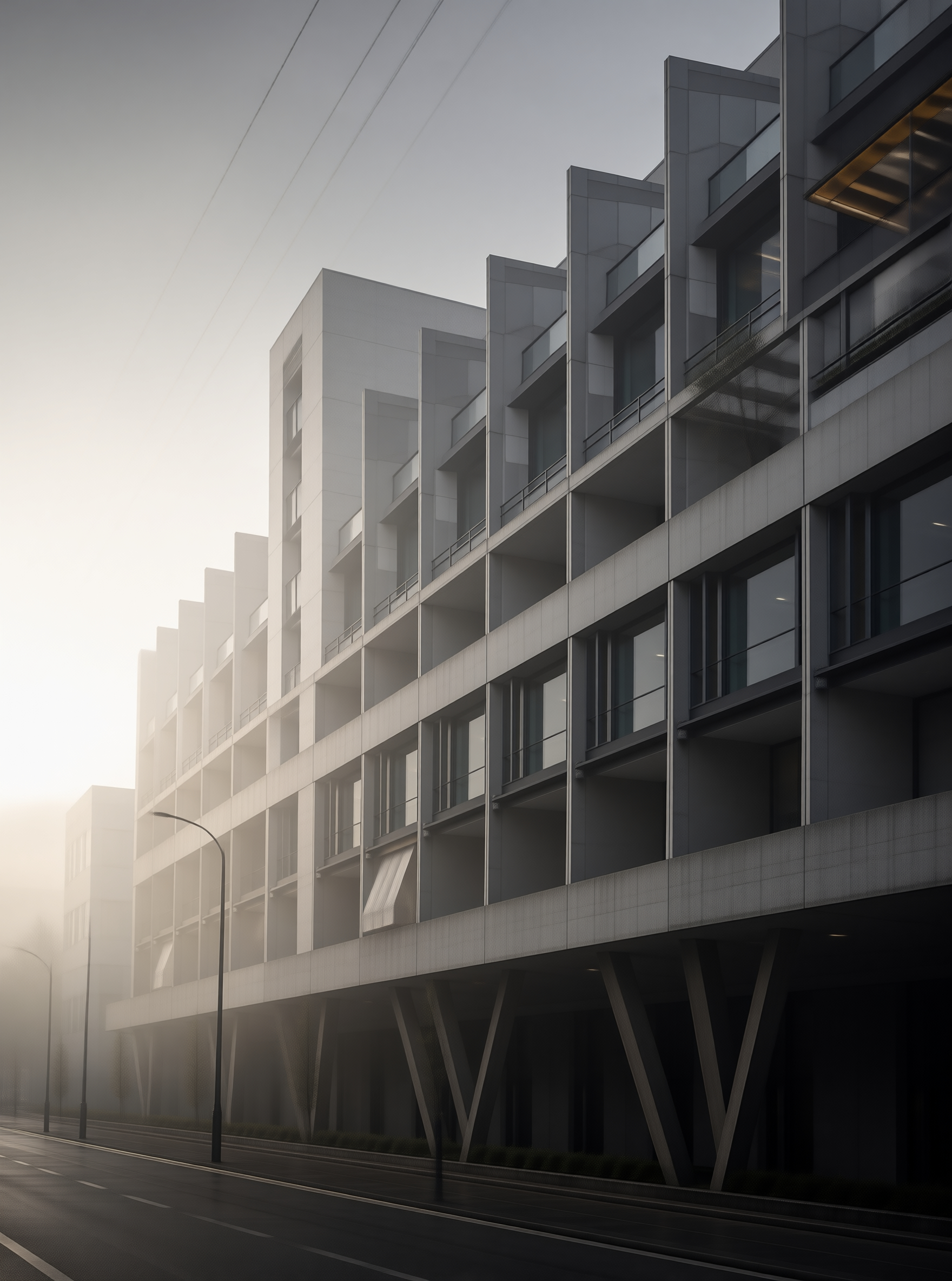 Misty Modern Stepped Building
