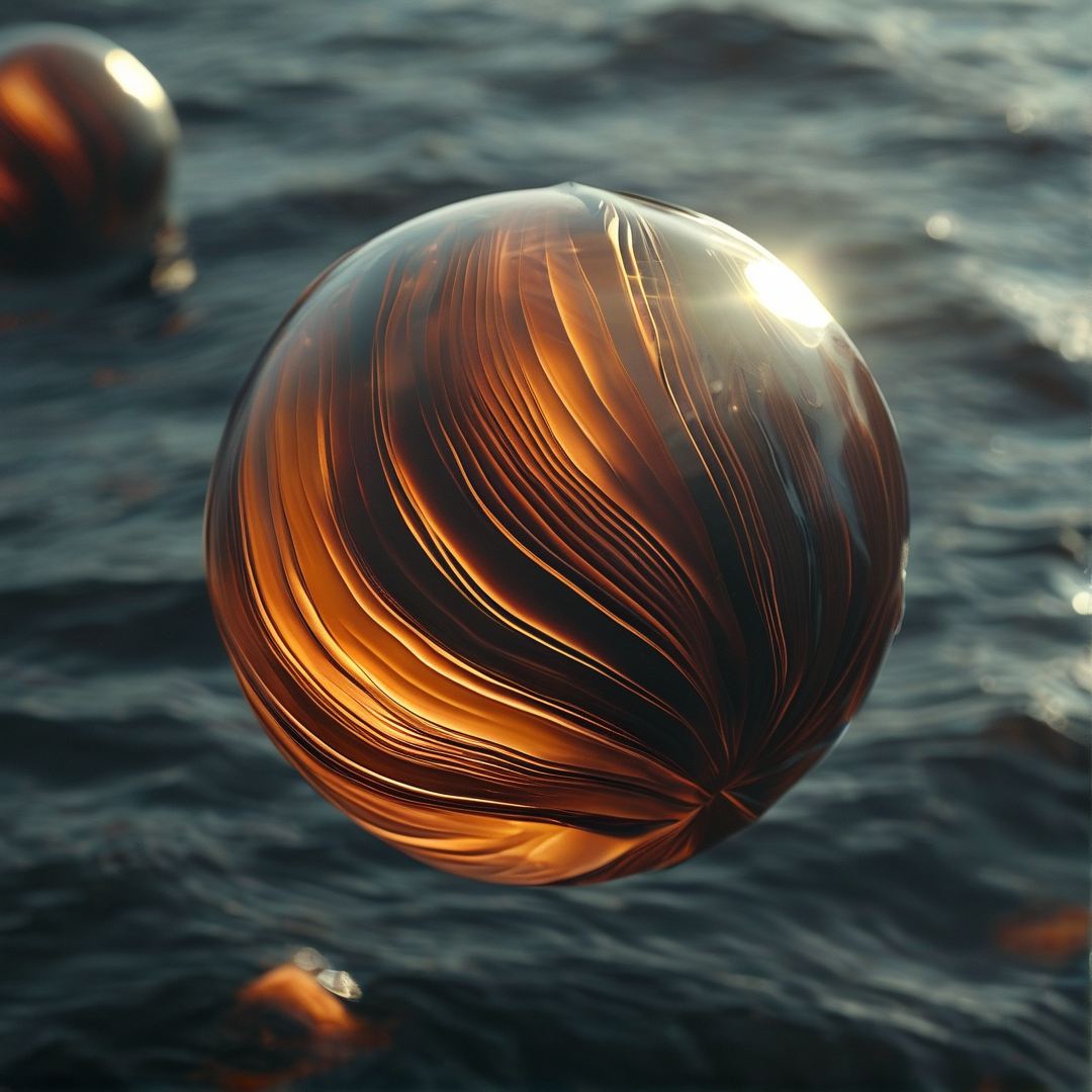 Amber Striped Sphere on Water