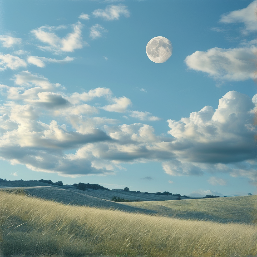 Serene Hills Under Full Moon