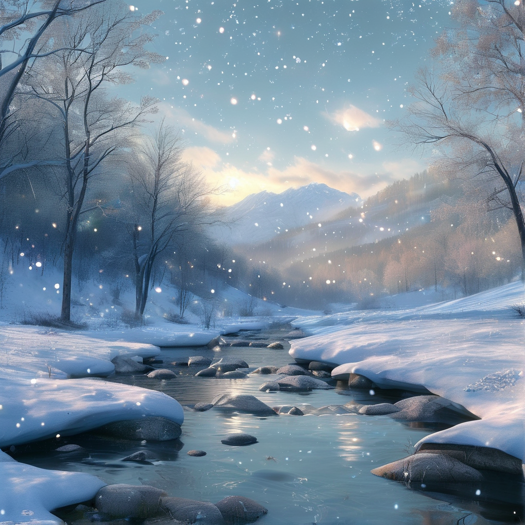 Snowy Winter Mountain Stream