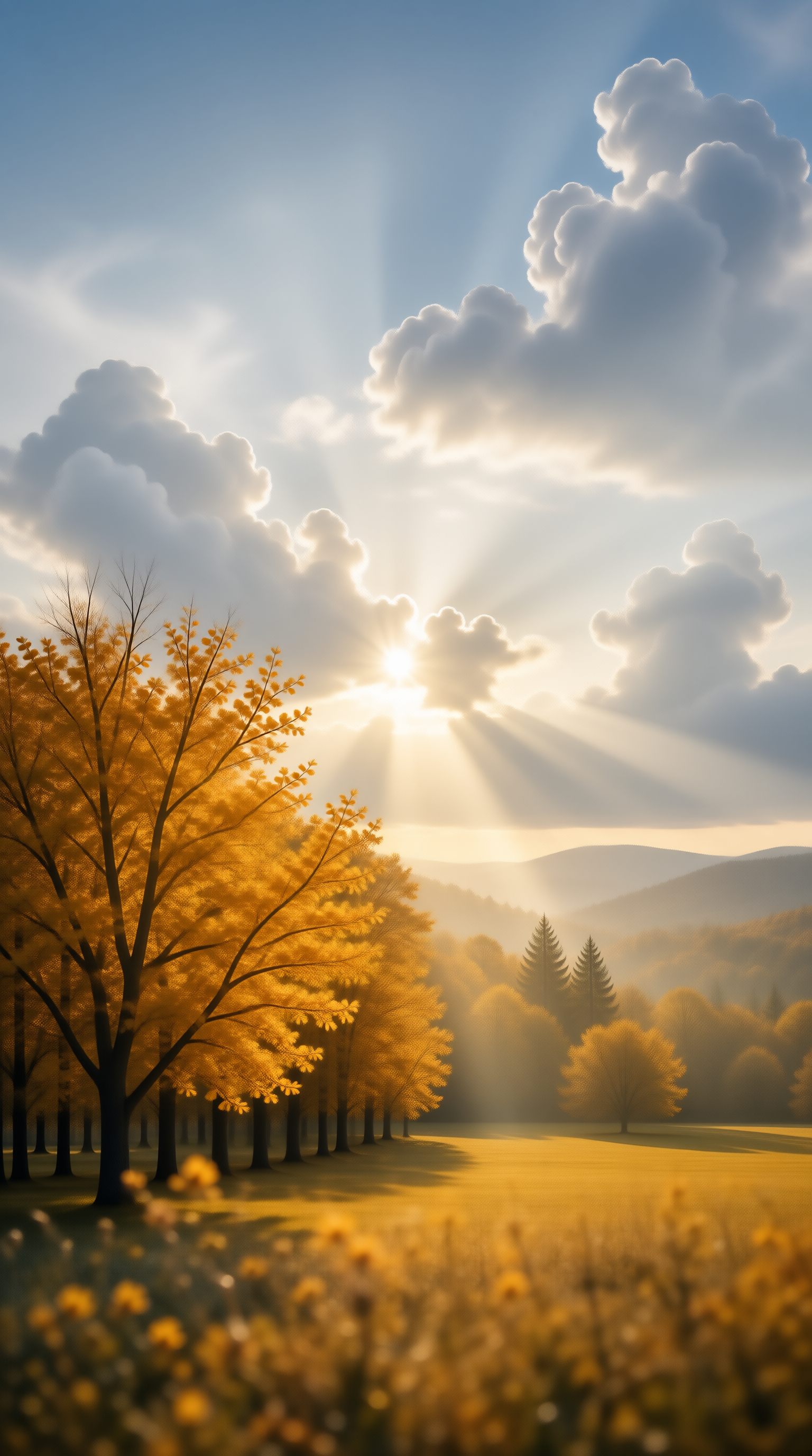 Sunlight Through Autumn Trees