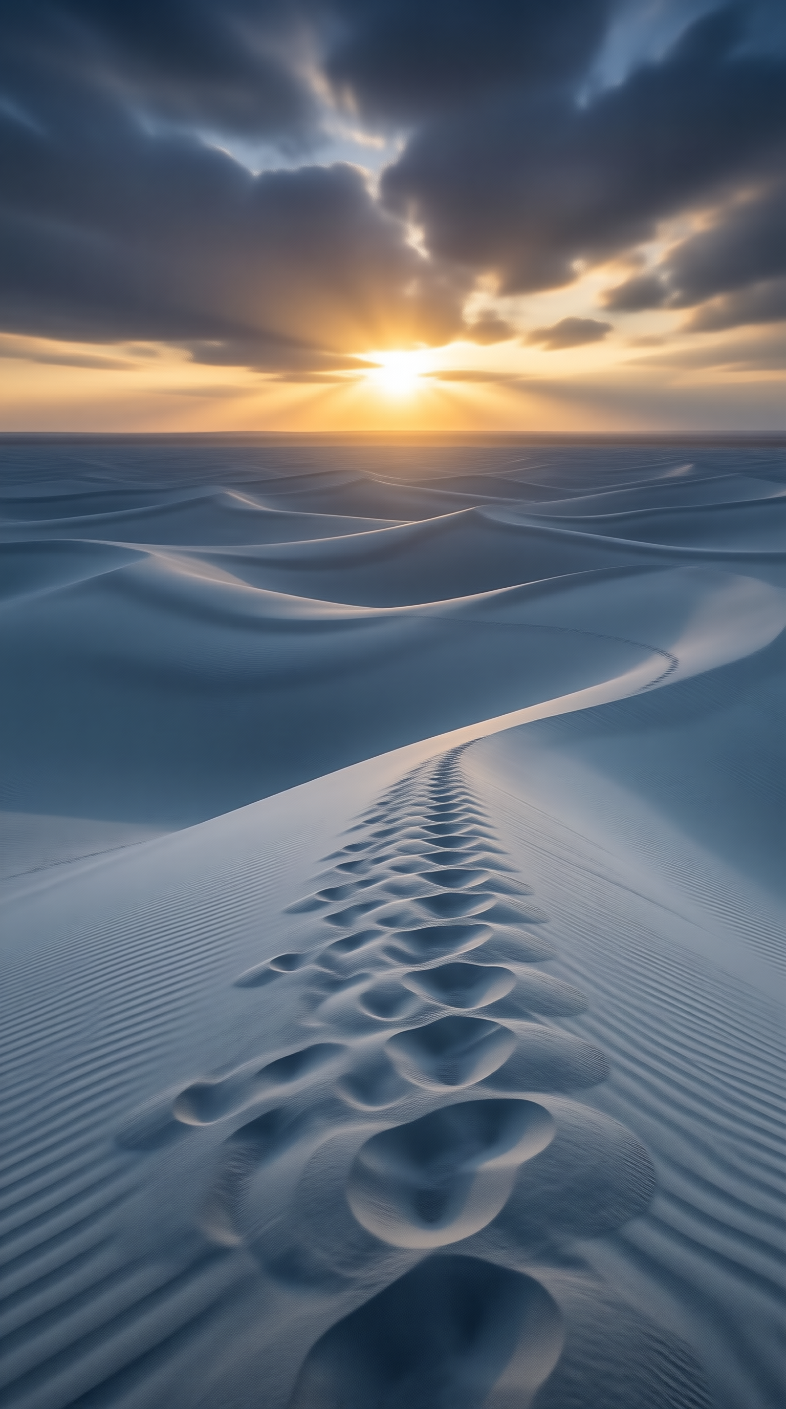 Dune Footprints at Sunset