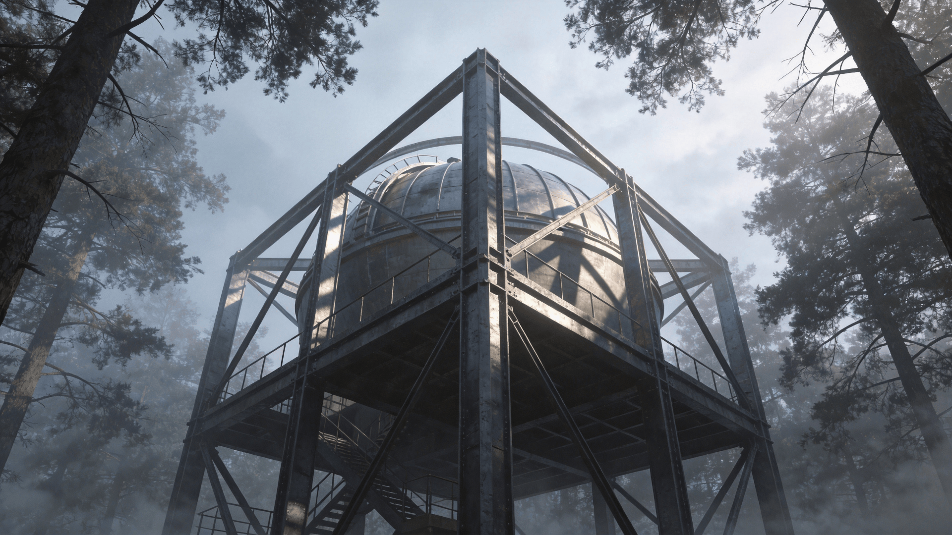 Observatory in Misty Forest