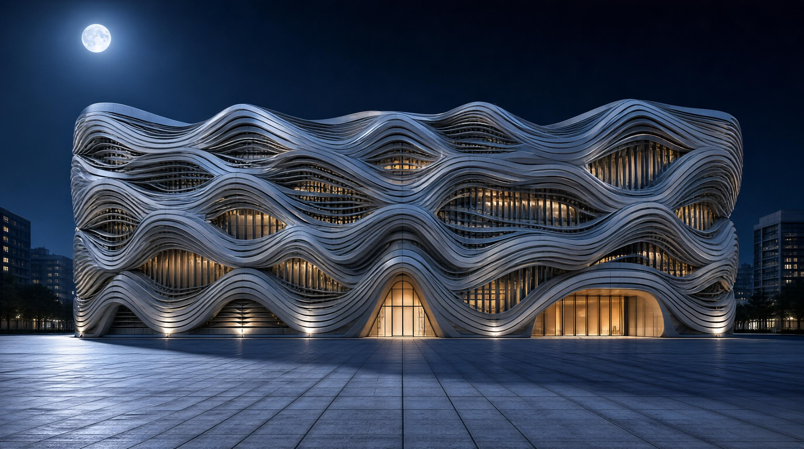 Wavy Building at Night