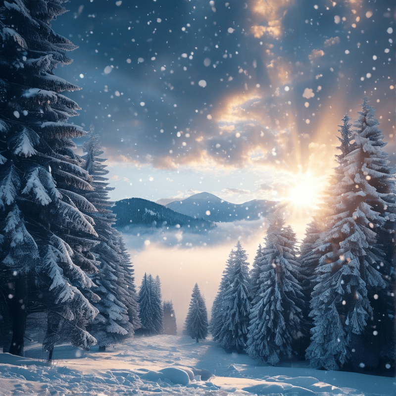 Snowy Mountain Sunrise