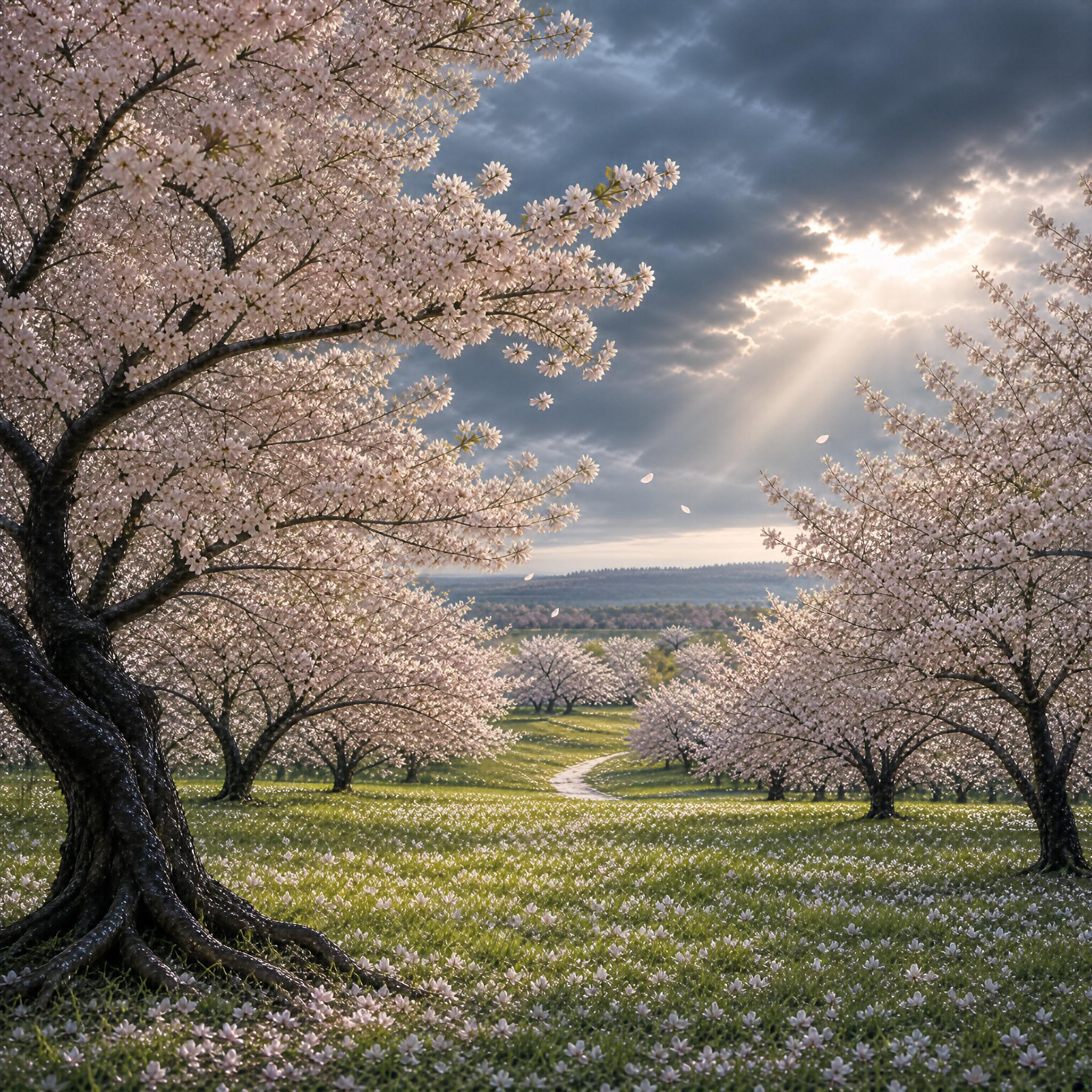 Cherry Blossoms in Sunlight