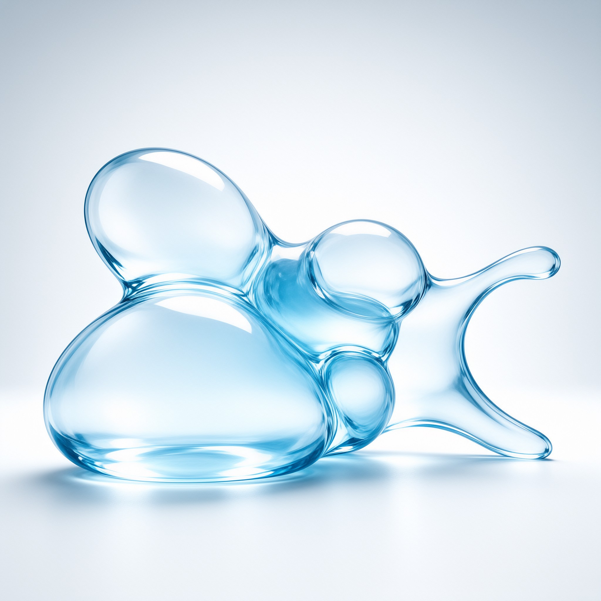 Abstract Blue Glass Sculpture