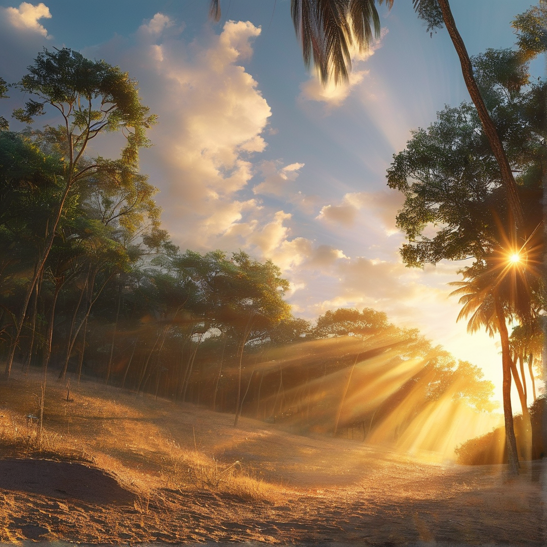 Tropical Sunset Sunbeams