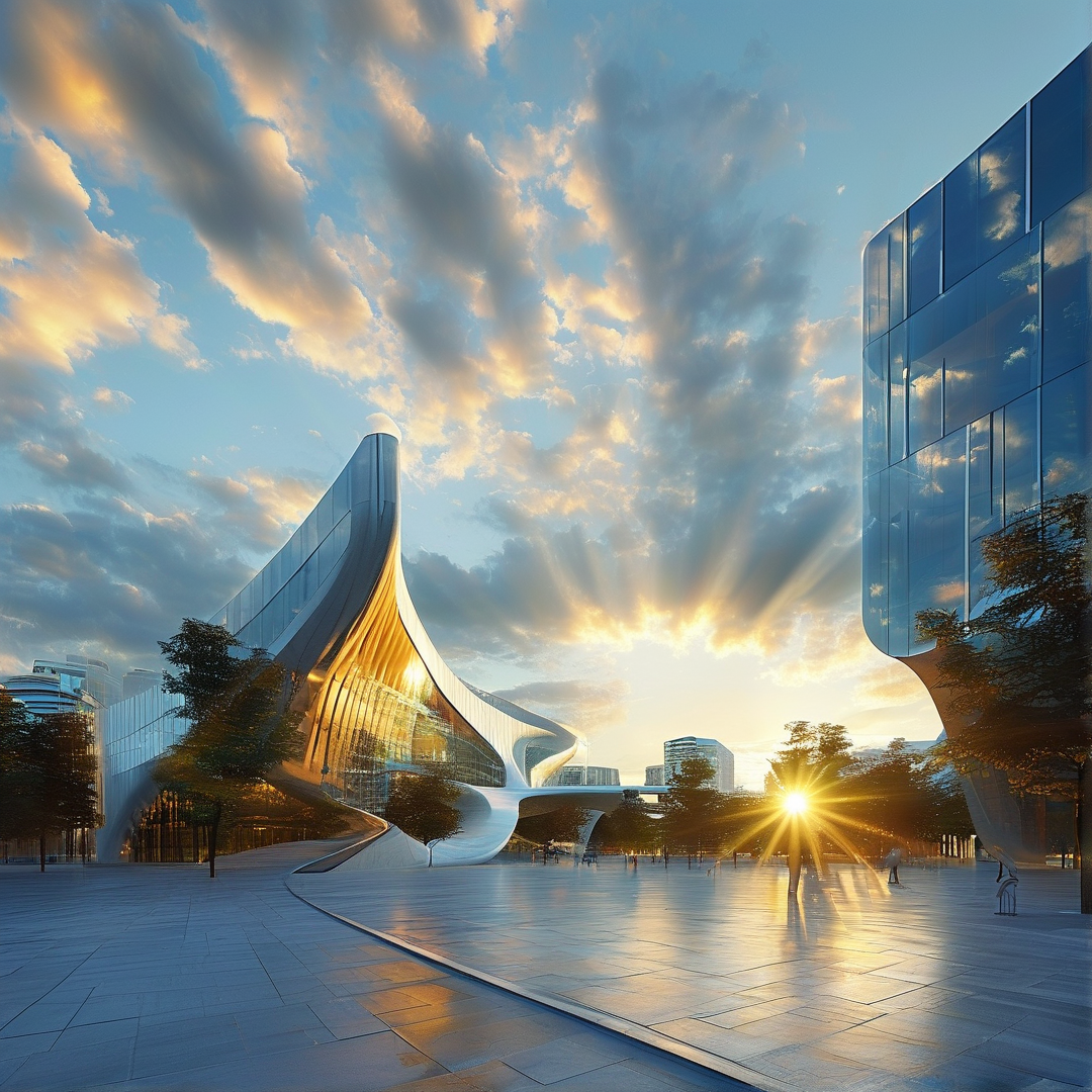 Futuristic Coastline Sunset