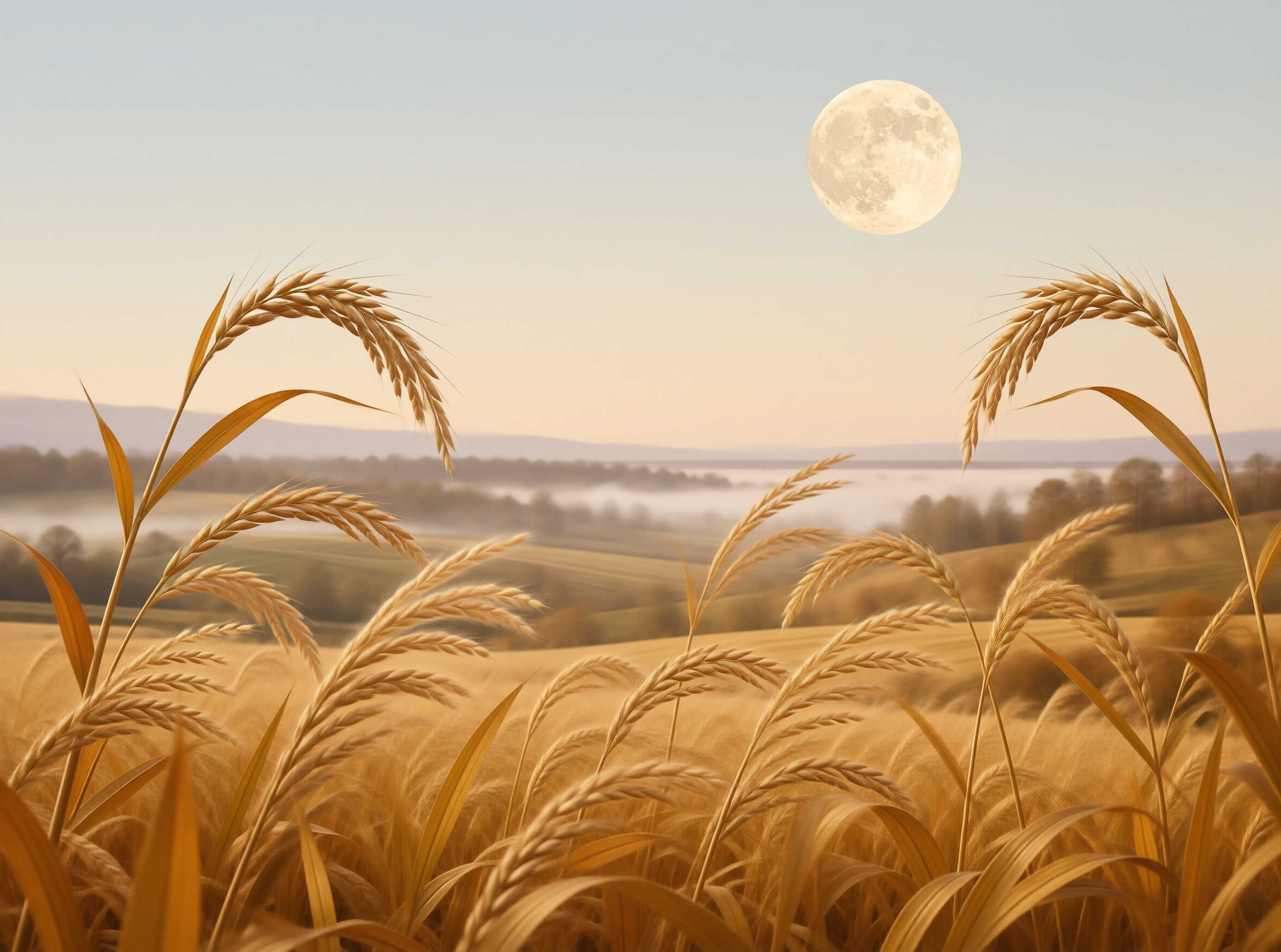 Moonlit Wheat Field