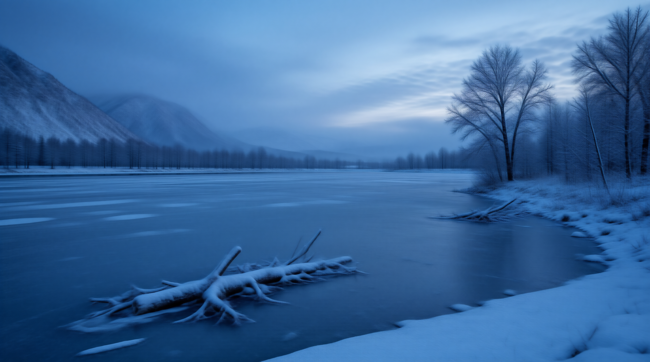 Winter Frozen River Landscape