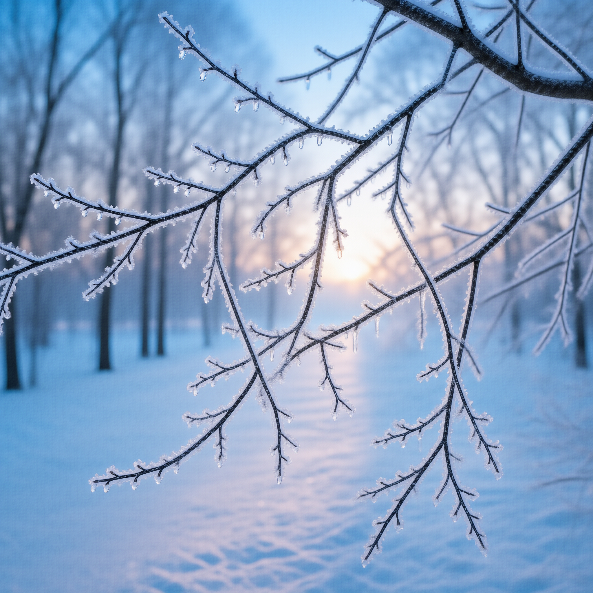 Icy Branches in Winter Light