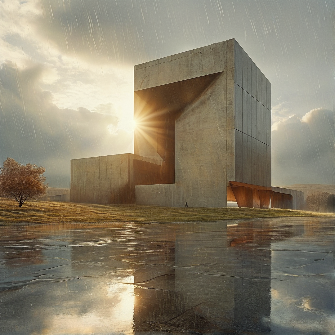 Modern Architecture in Rain