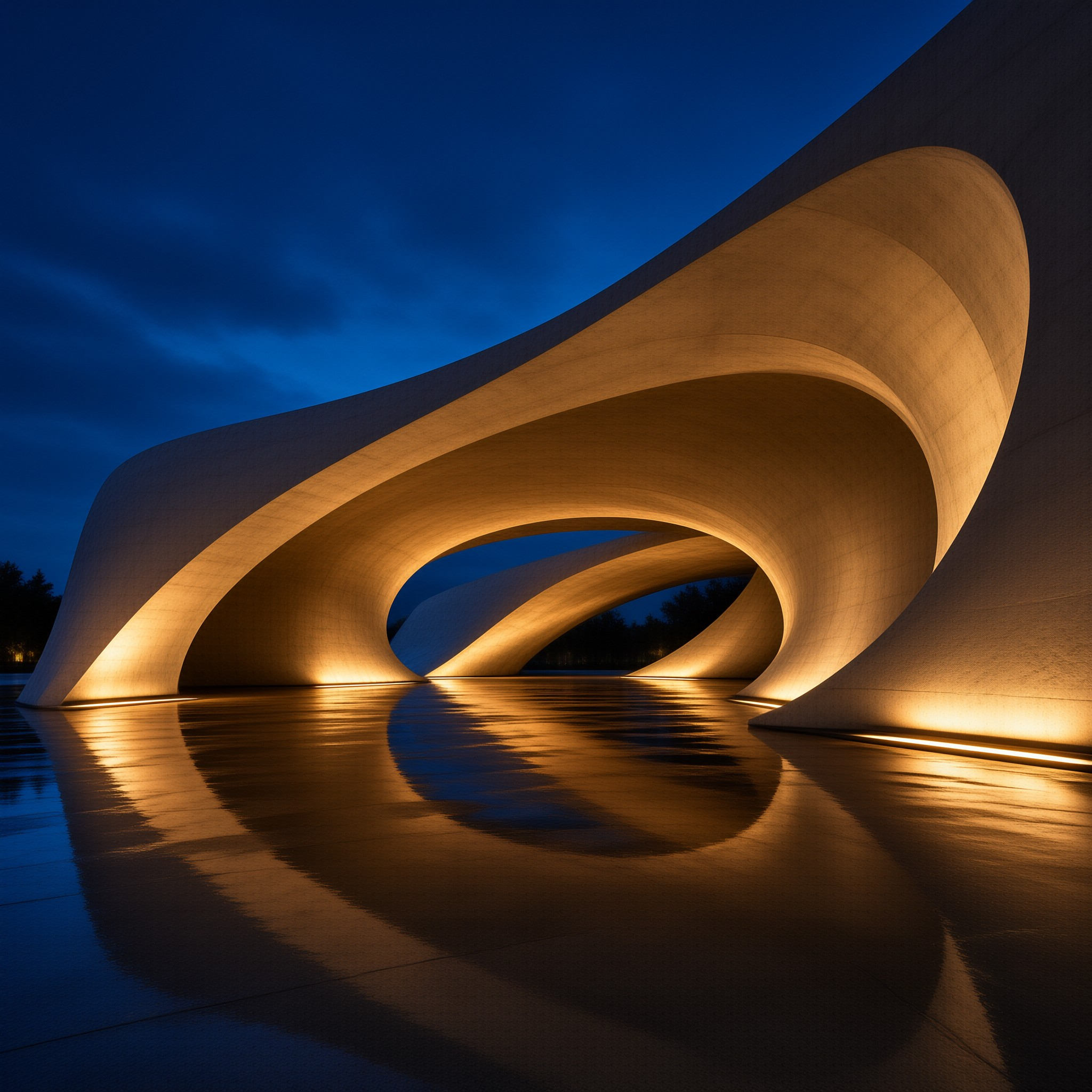 Curved Architecture at Night