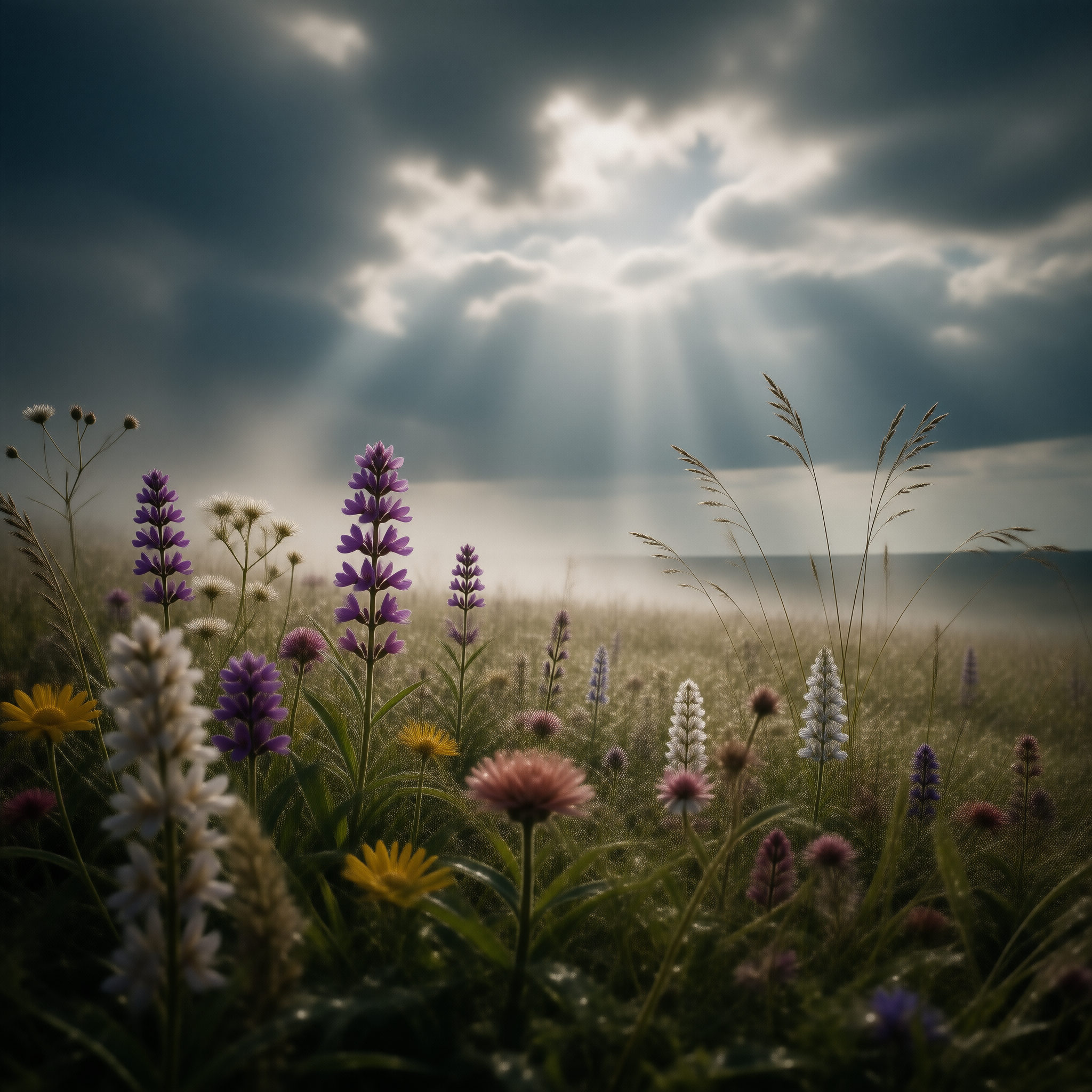 Sunlight Over Wildflowers