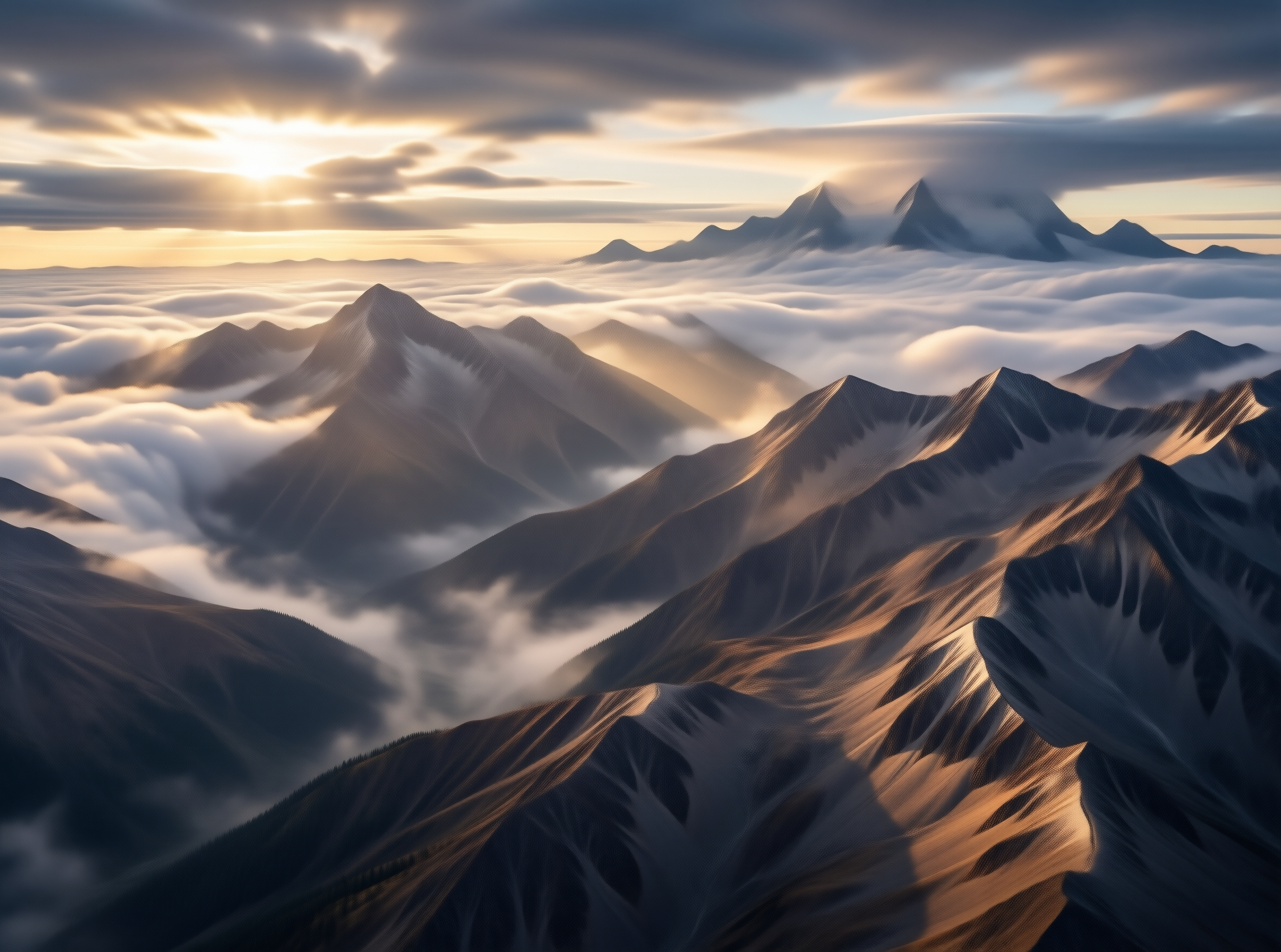 Mountain Sunrise Over Clouds