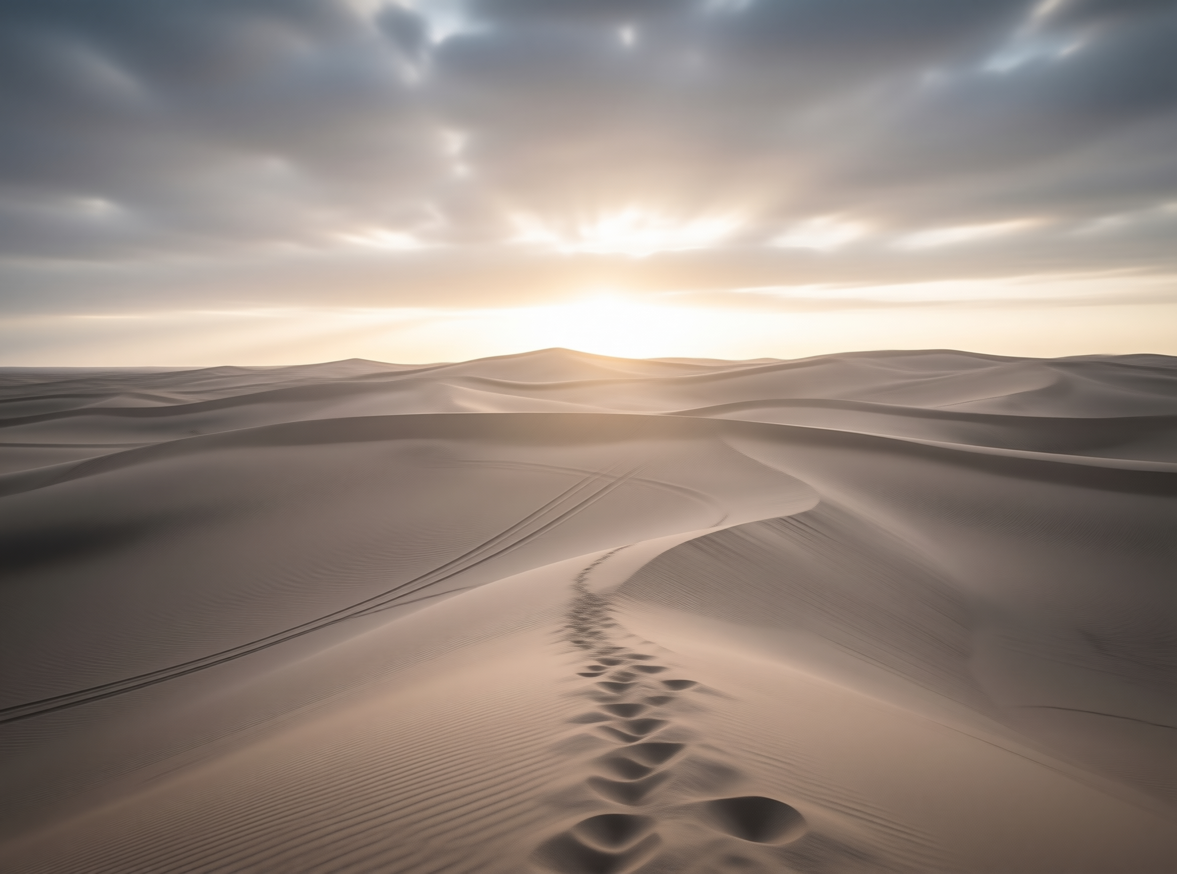 Desert Landscape with Footprints