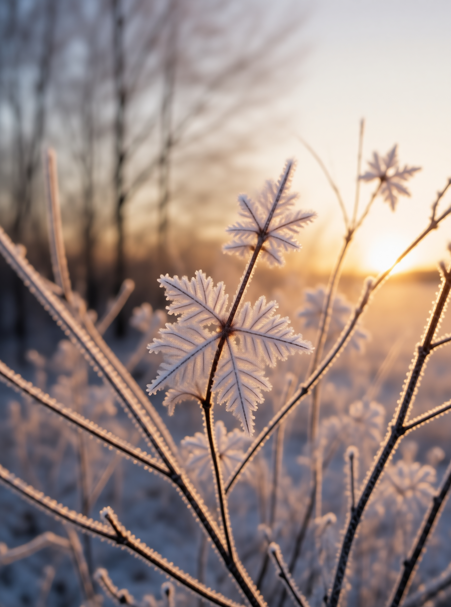 Frosted Branches at Sunset
