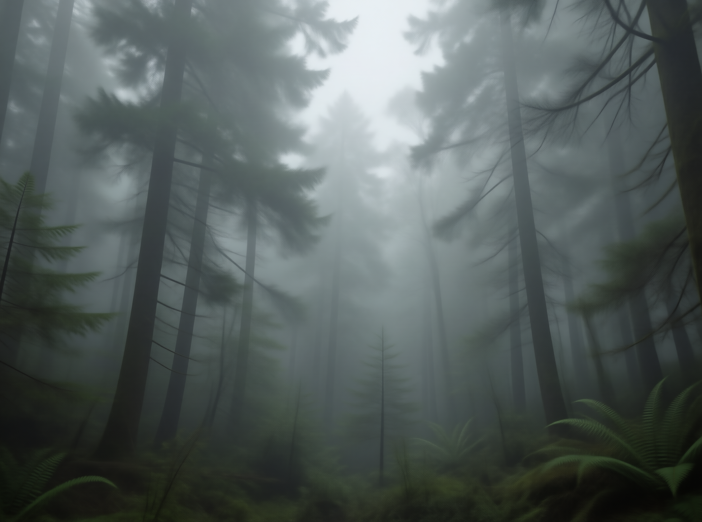 Misty Conifer Forest Landscape