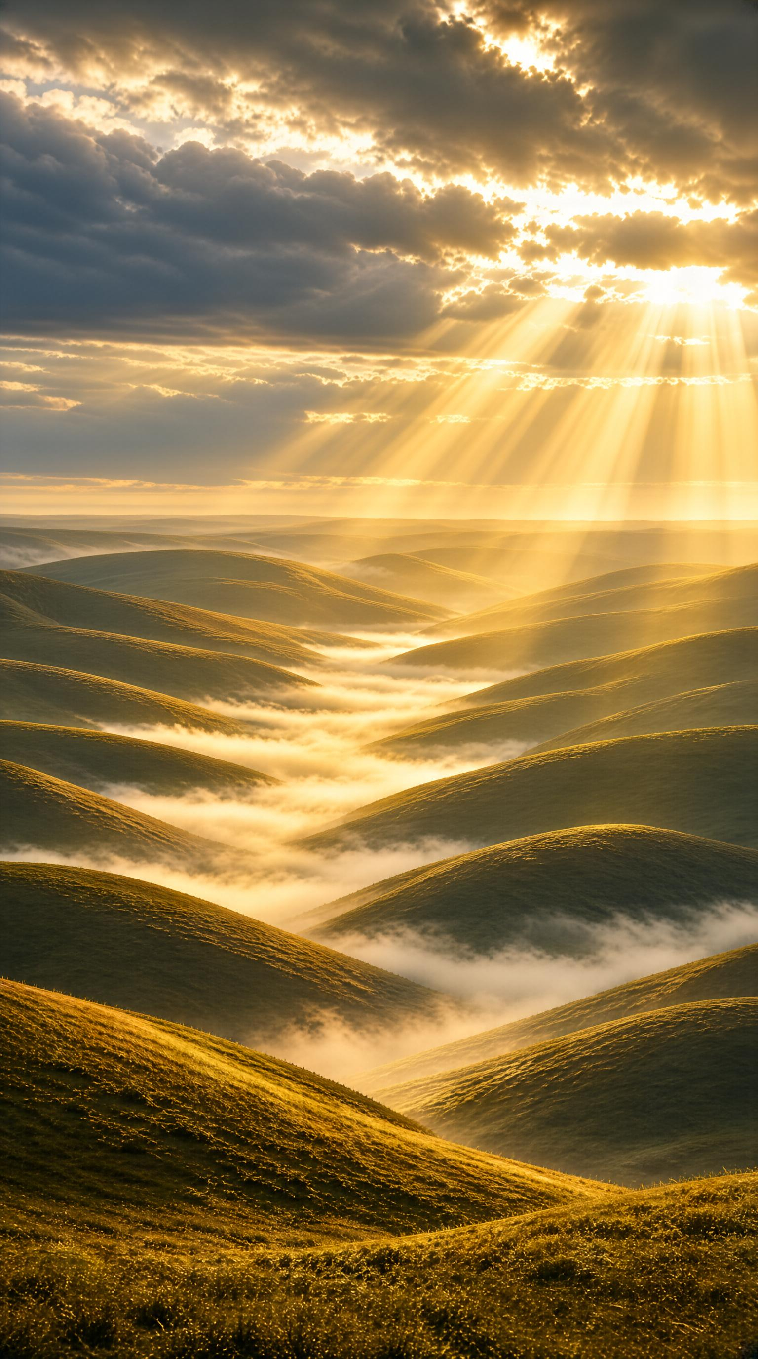 Sunbeams Over Rolling Hills