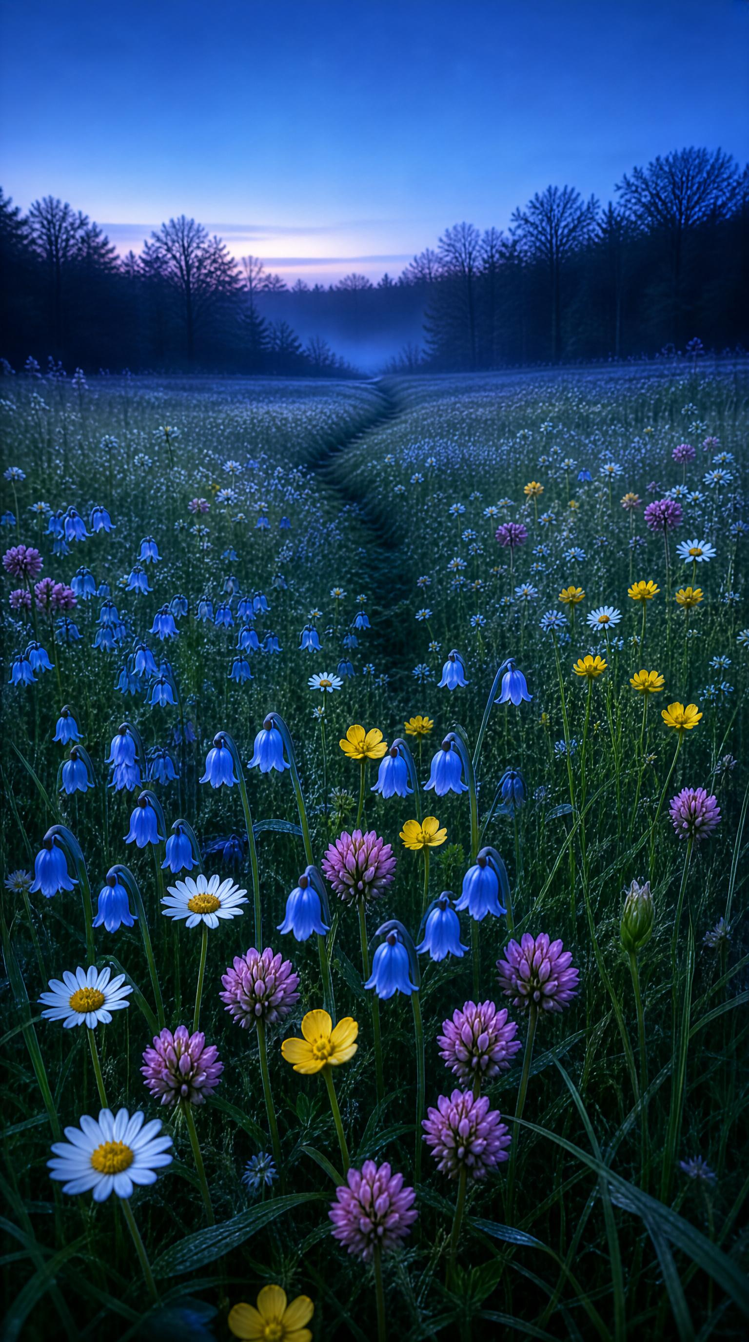 Dawn Meadow with Colorful Wildflowers