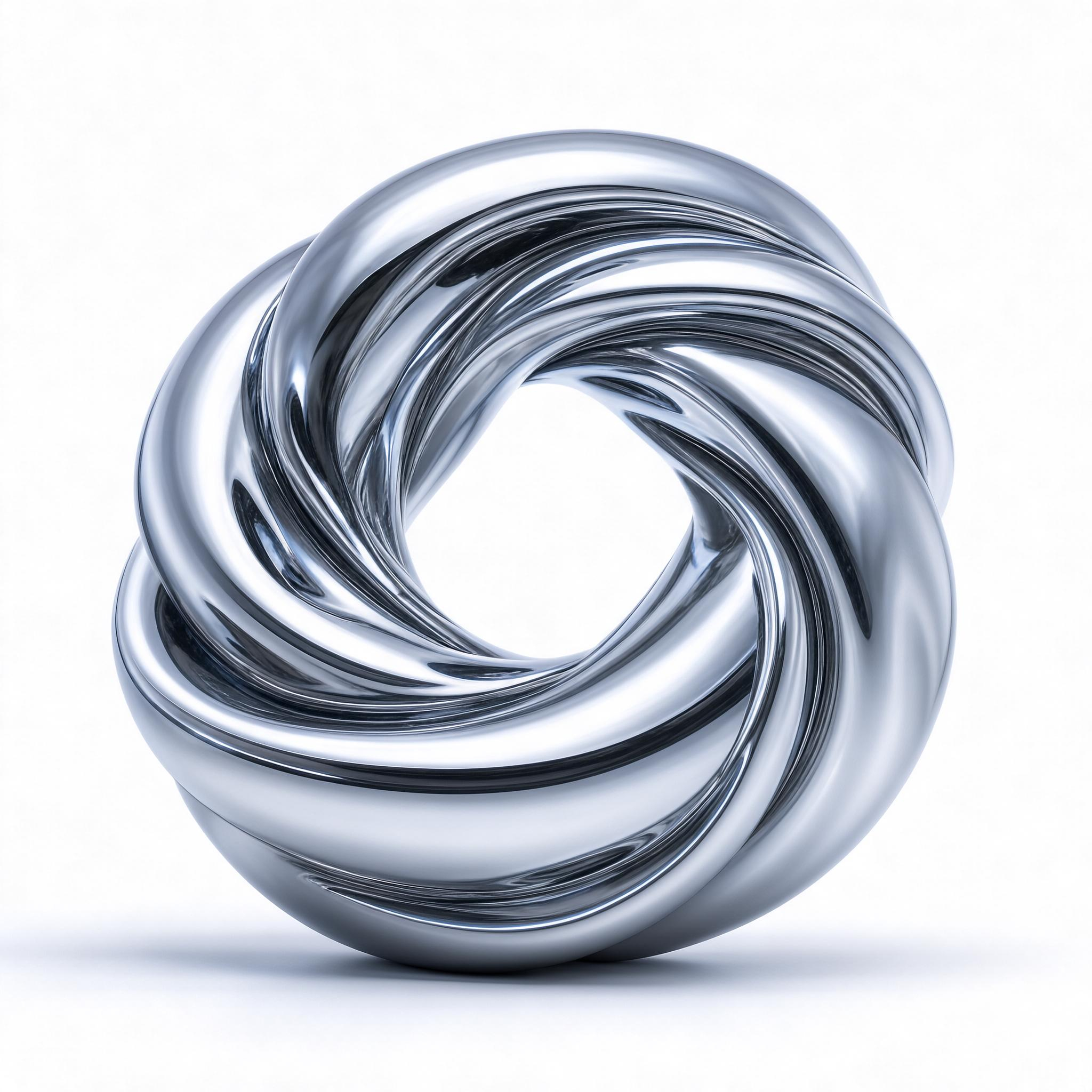 Twisted Chrome Knot Sculpture