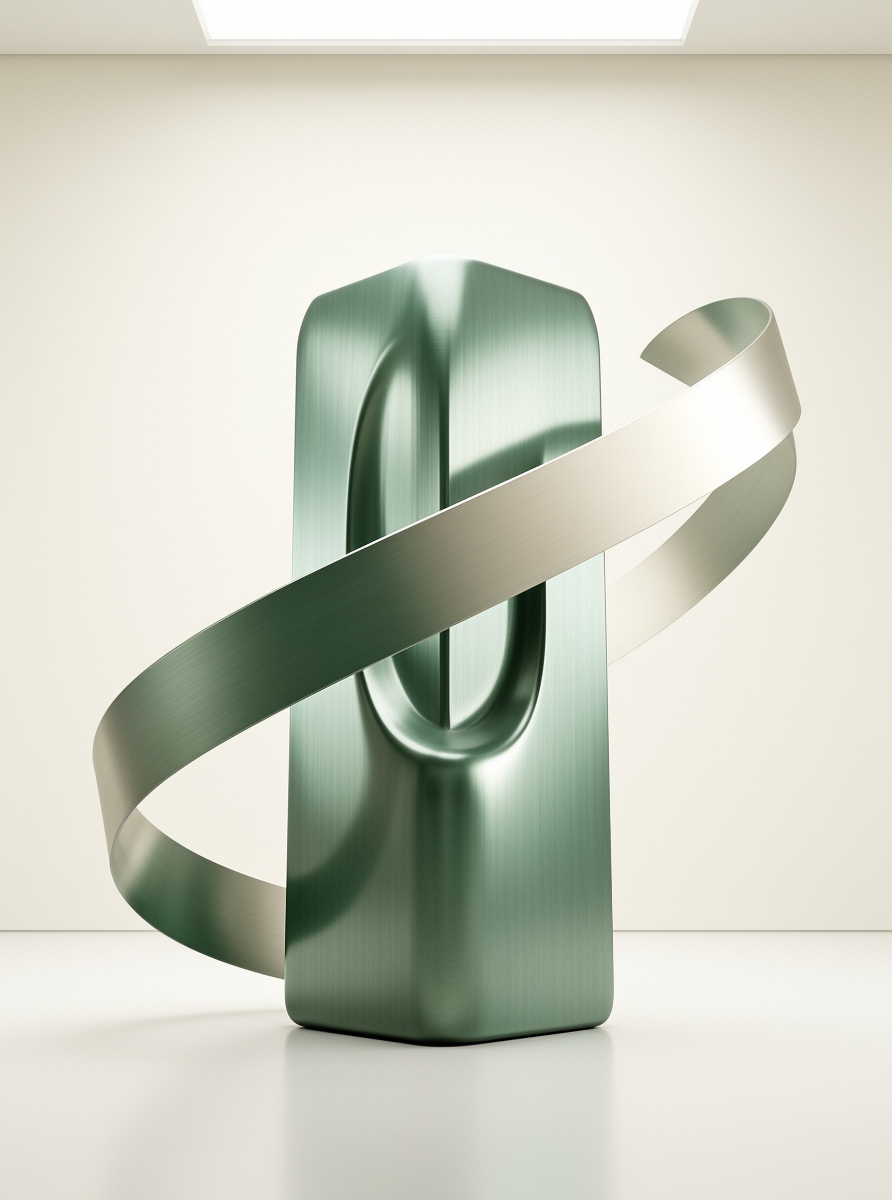 Green 3D Object with Ribbon