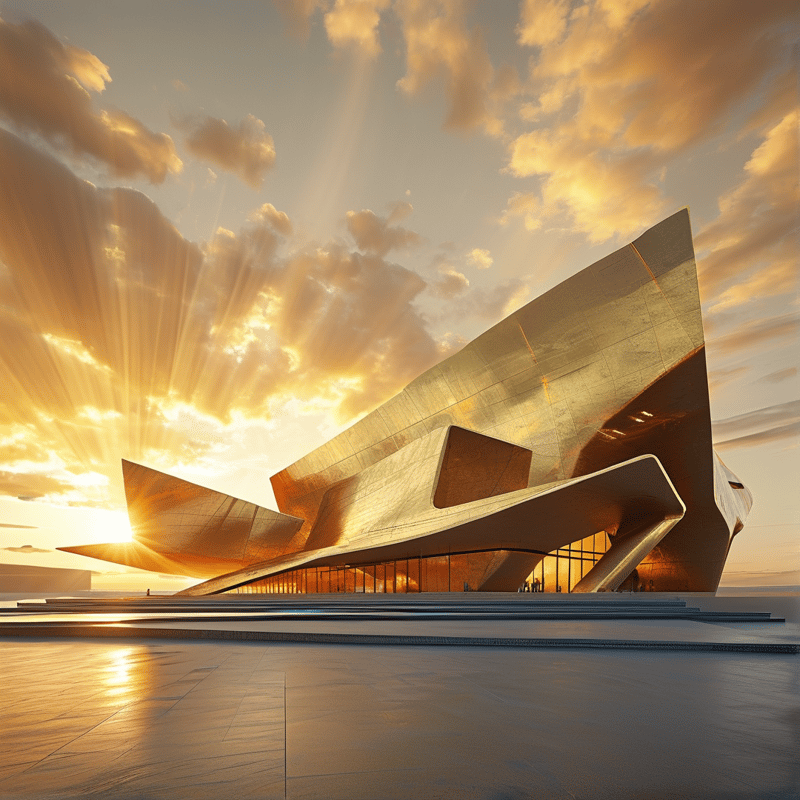Sunset Futuristic Architecture