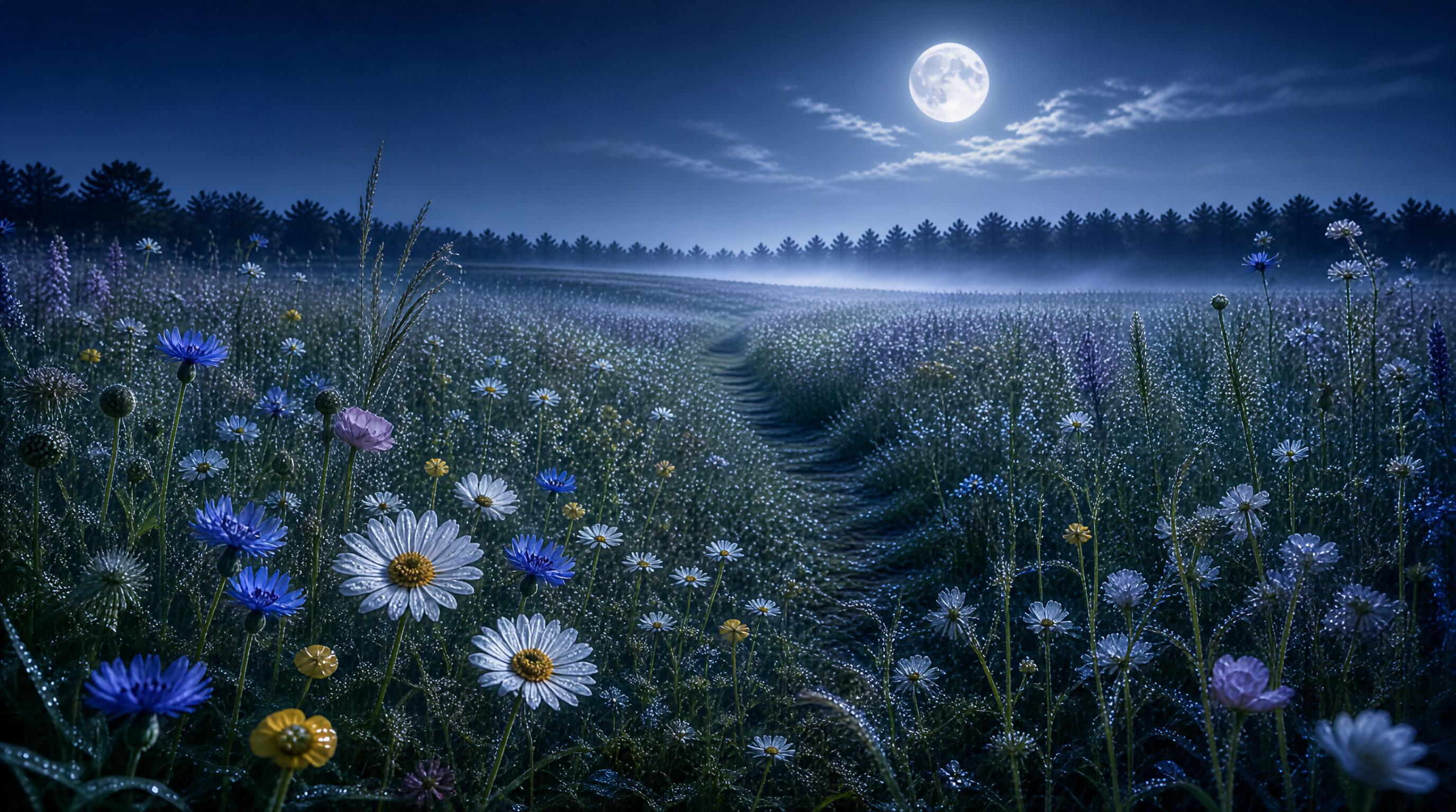 Moonlit Wildflower Meadow