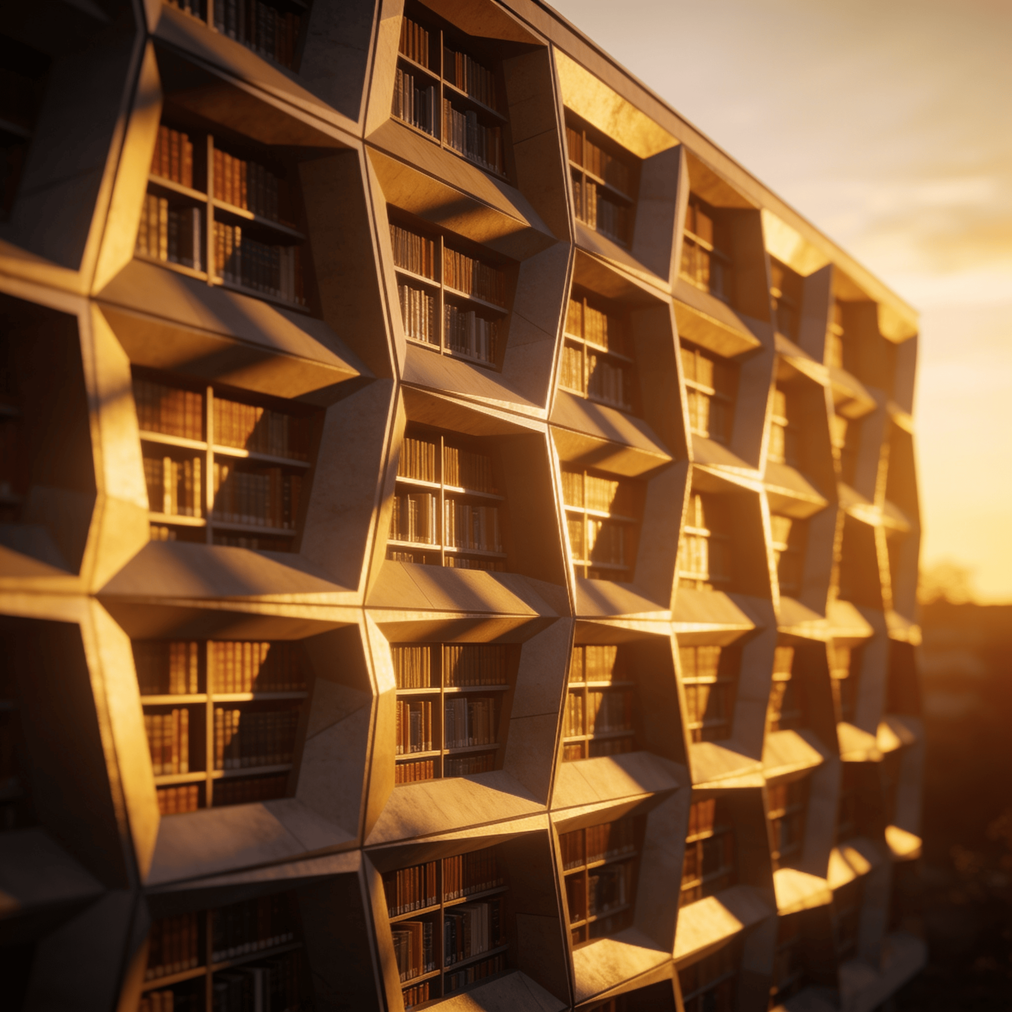 Library with Parametric Facade — Golden Sunset