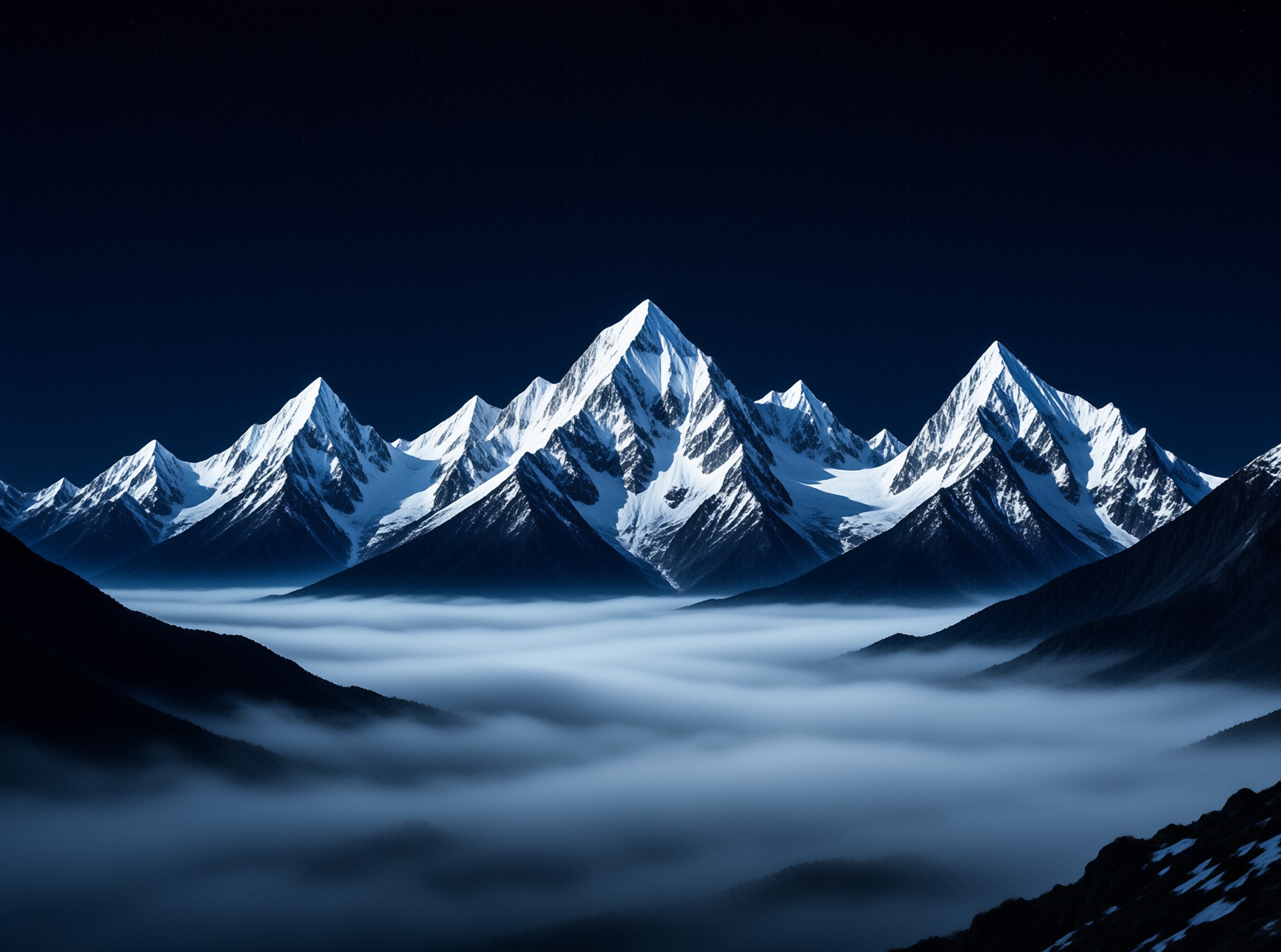Snowy Peaks Above Clouds