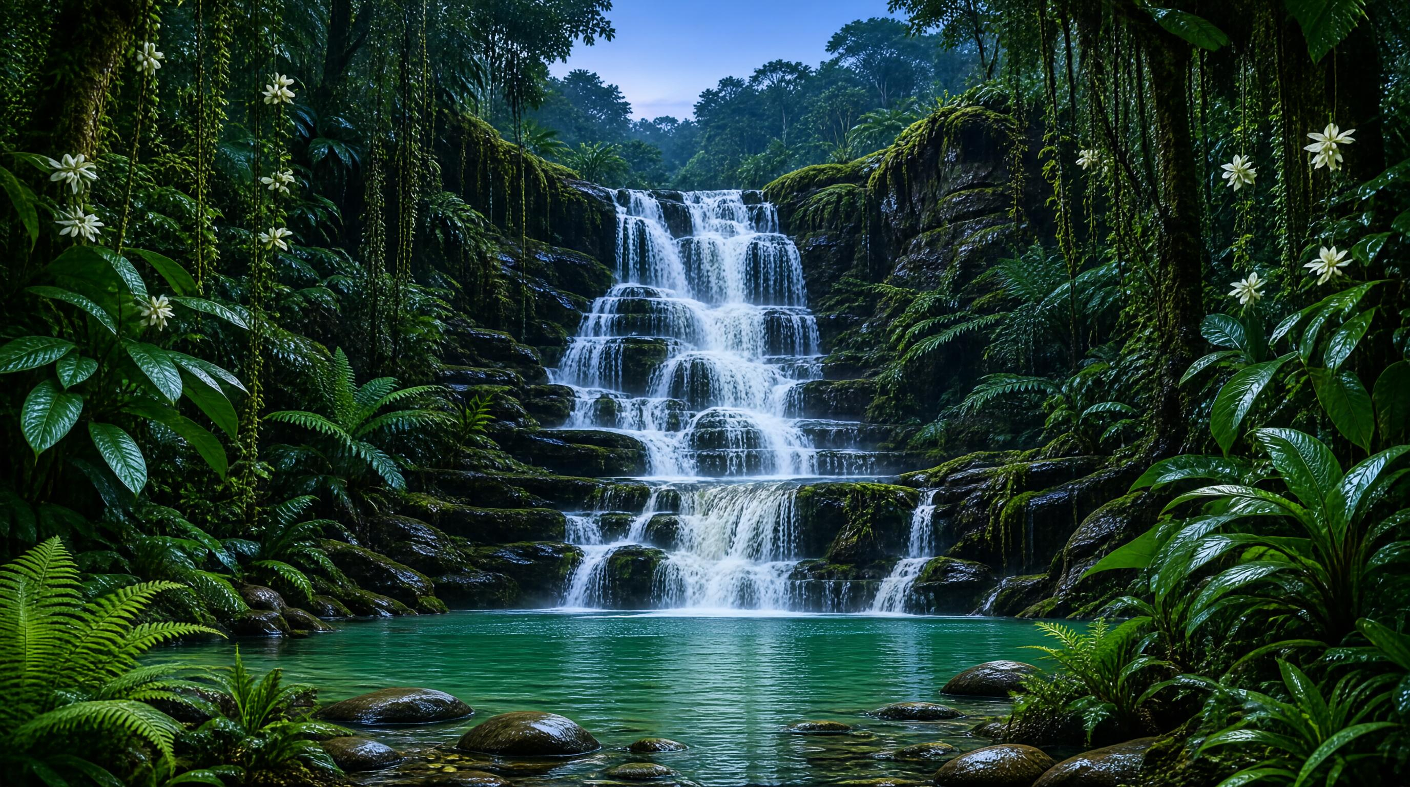 Lush Jungle Waterfall