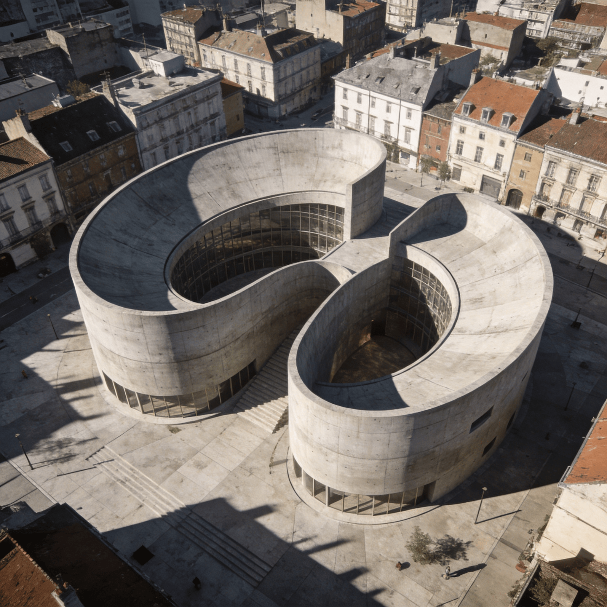 Cultural Center with Curved Concrete — Urban Plaza