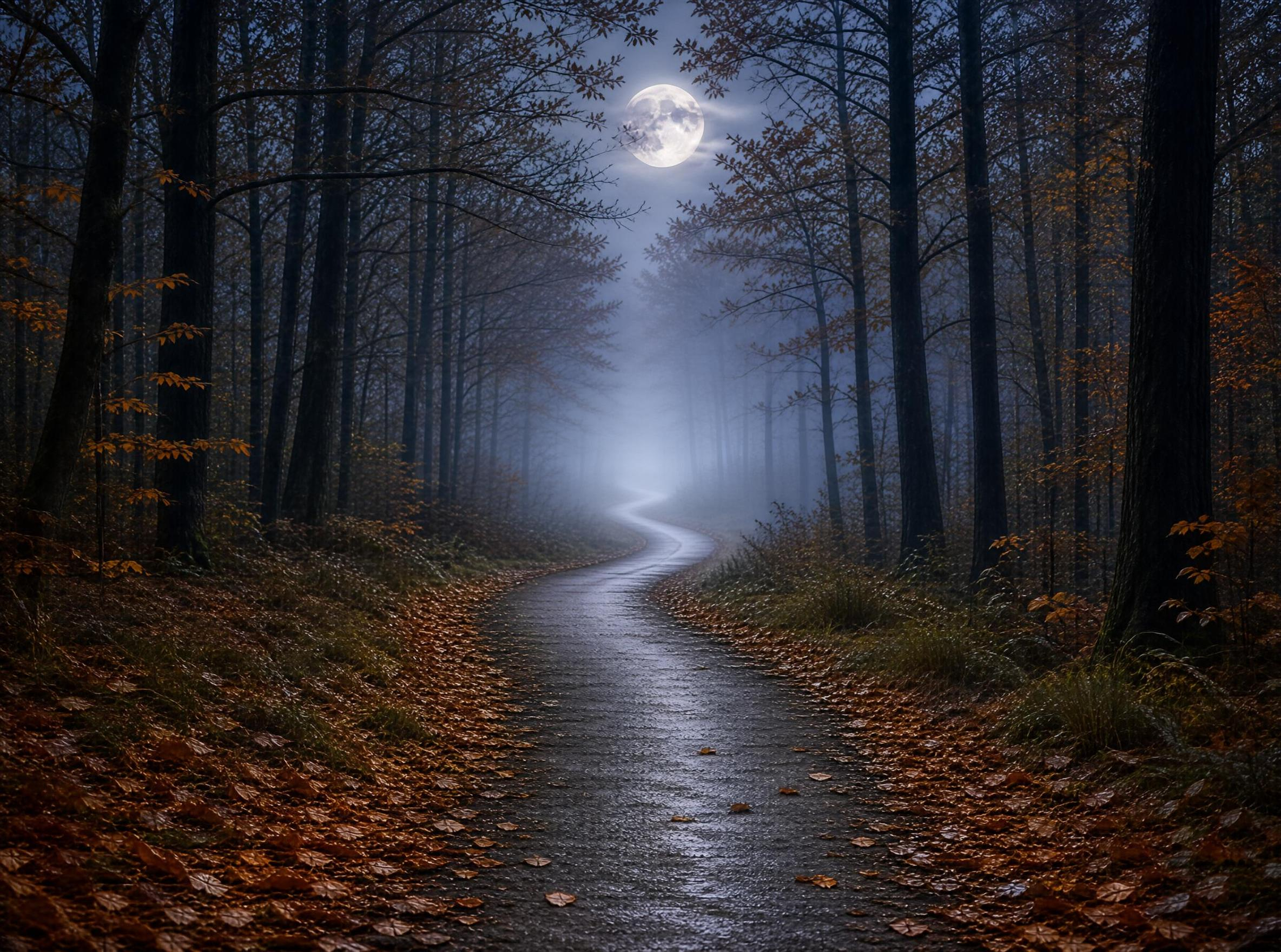 Moonlit Forest Path