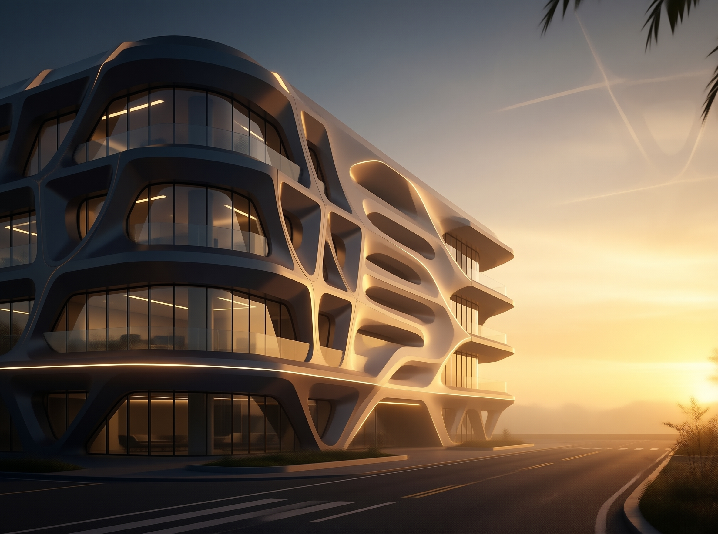 Futuristic Sunset Architecture