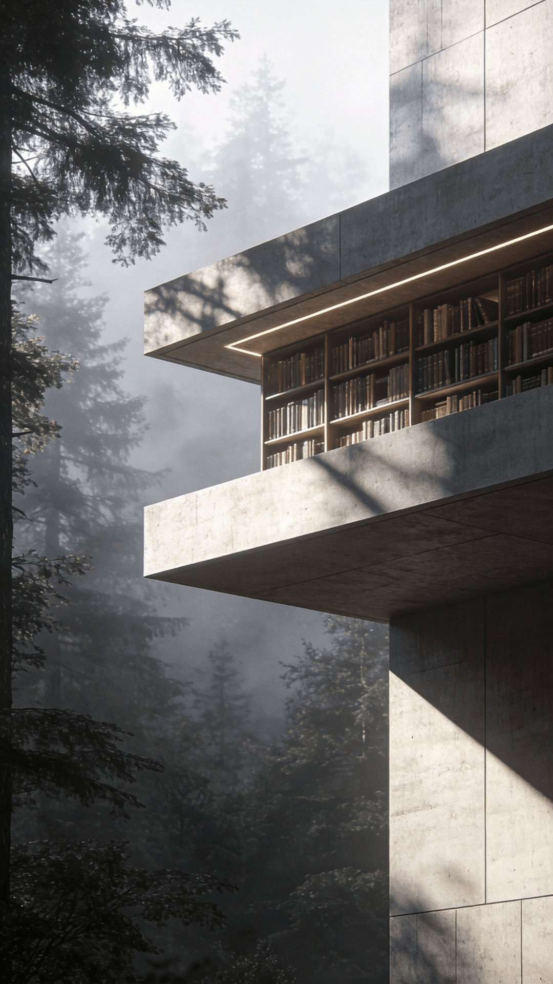 Library with Floating Cantilever — Misty Forest