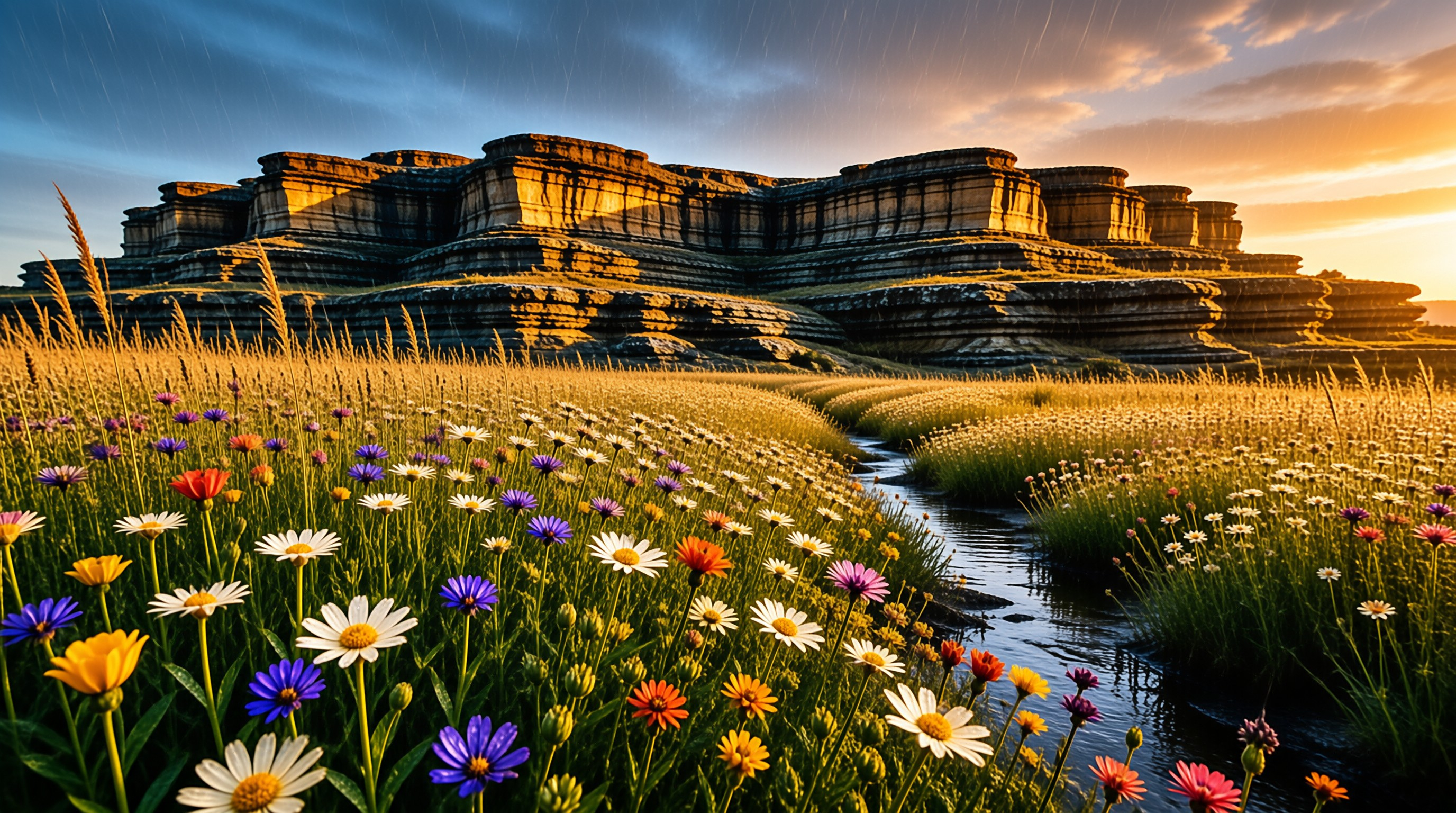 Wildflowers and Ancient Rock