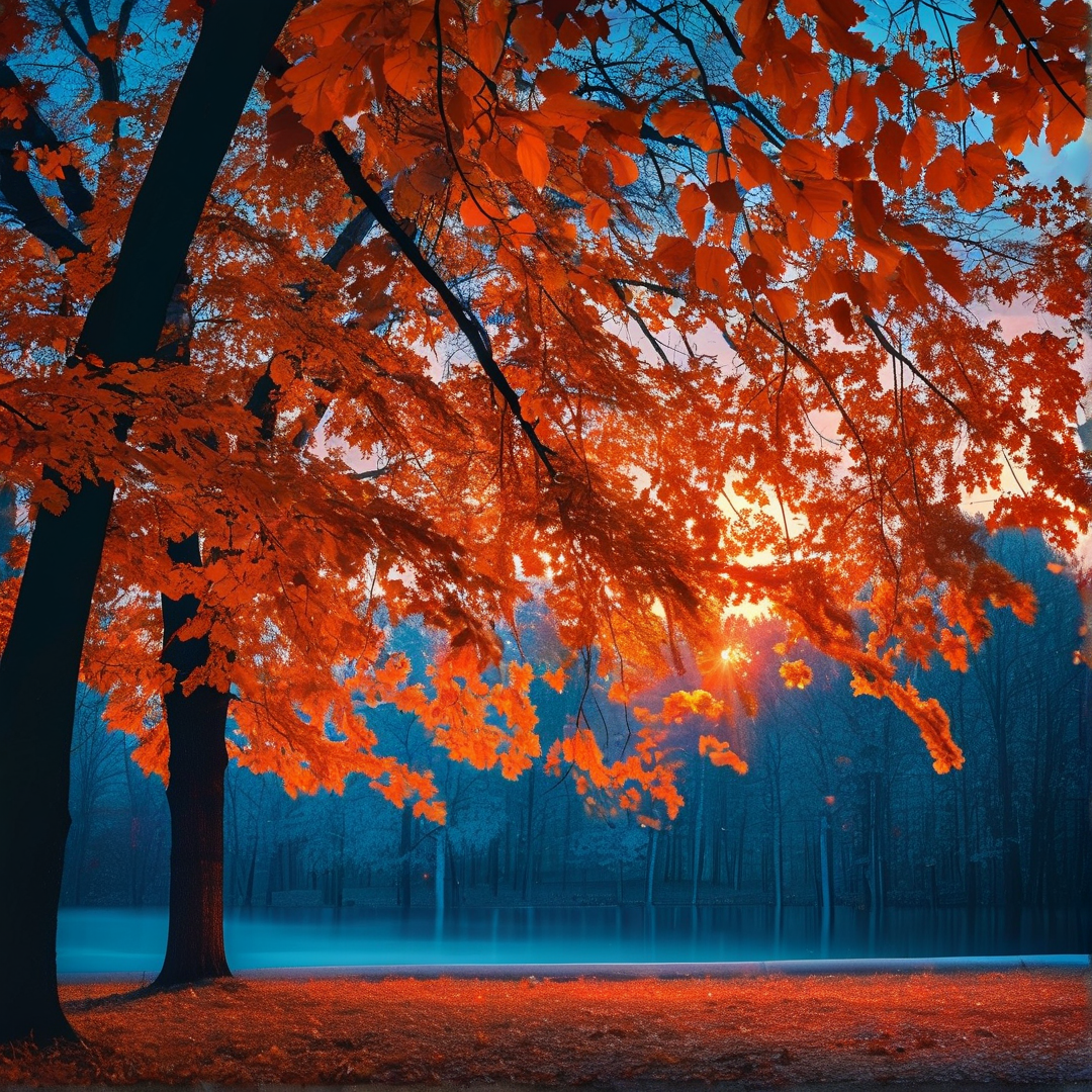 Autumn Leaves and Blue Mist