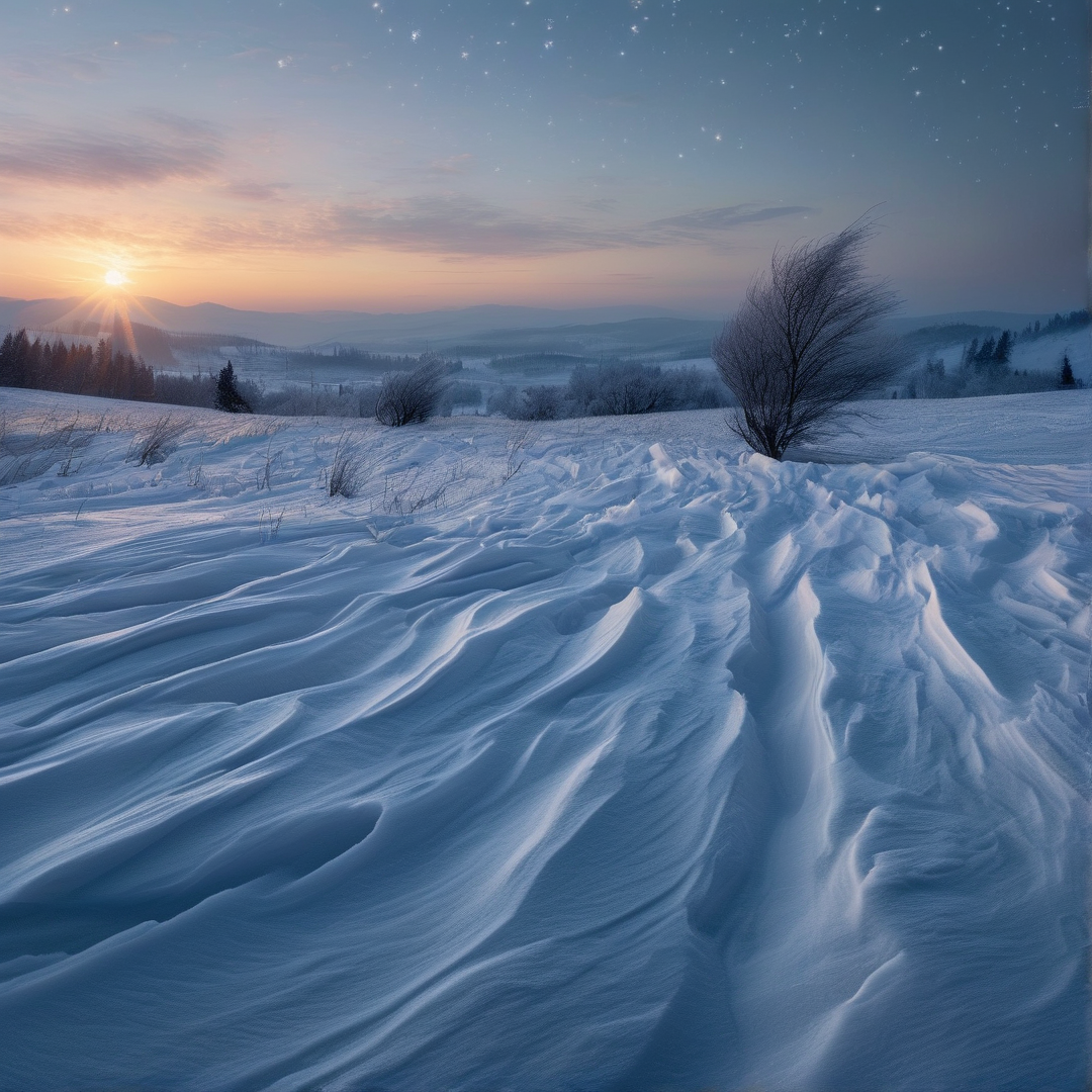Snowy Hills at Dawn