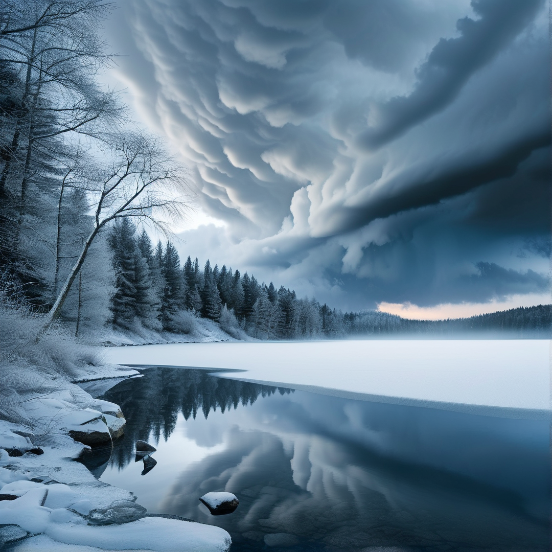 Dramatic Winter Lake Scene