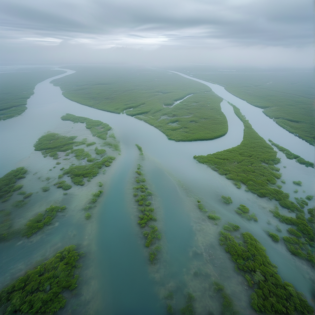 Aerial View of River Delta