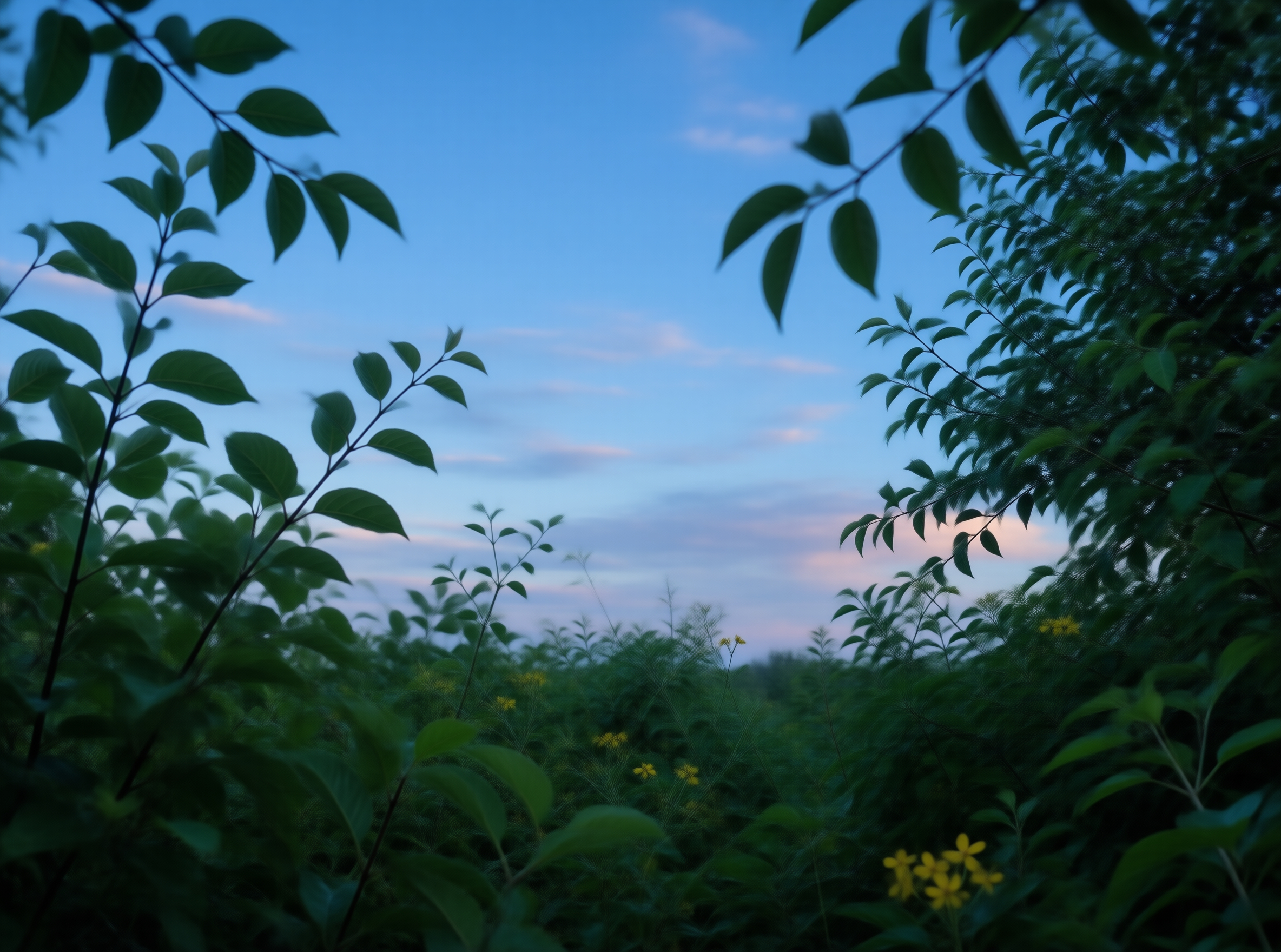 Twilight View Through Leaves
